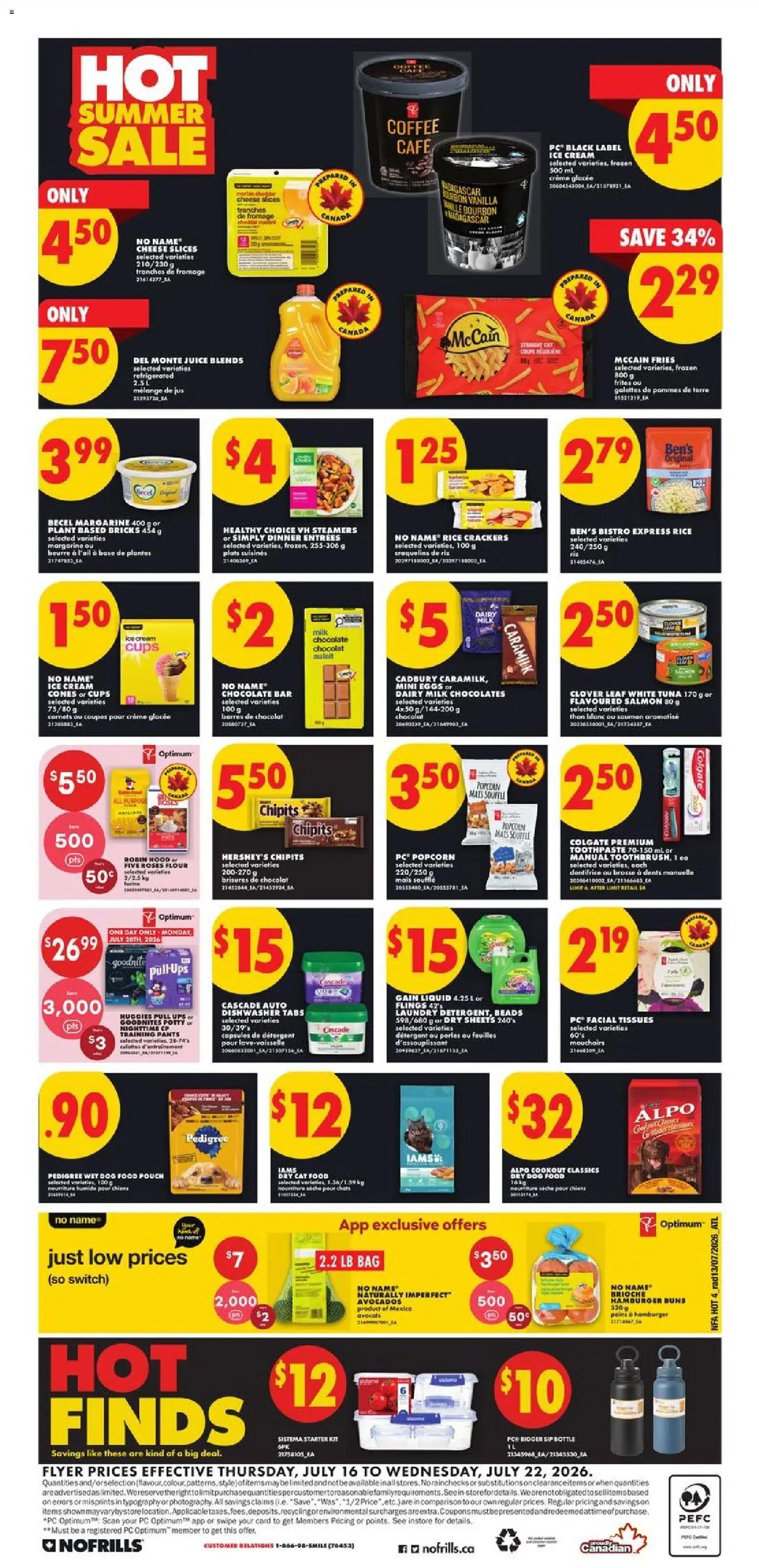 No Frills flyer valid from Jul 16, 2026 | Page: 5 | Products: Bourbon, Detergent, Pants, Juice