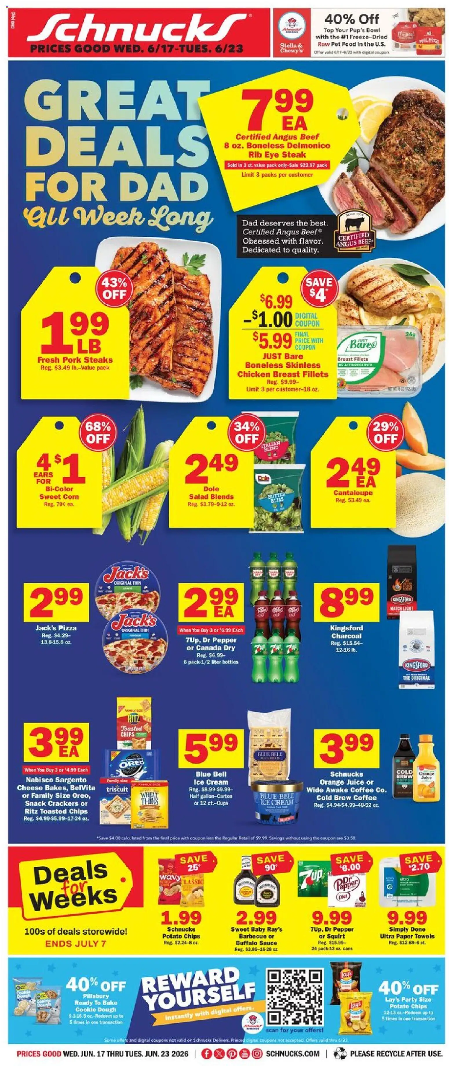 Schnucks Weekly Ad - valid from 17.06.2026 | Page: 1 | Products: Butter, Pizza, Salad, Pepper