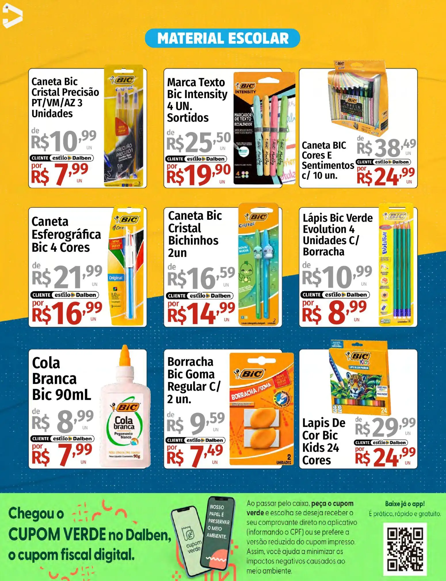 Supermercado Dalben Folheto - válido de 17/07/2026 | Página: 3 | Produtos: Lápis, Borracha, Marca texto, Cola