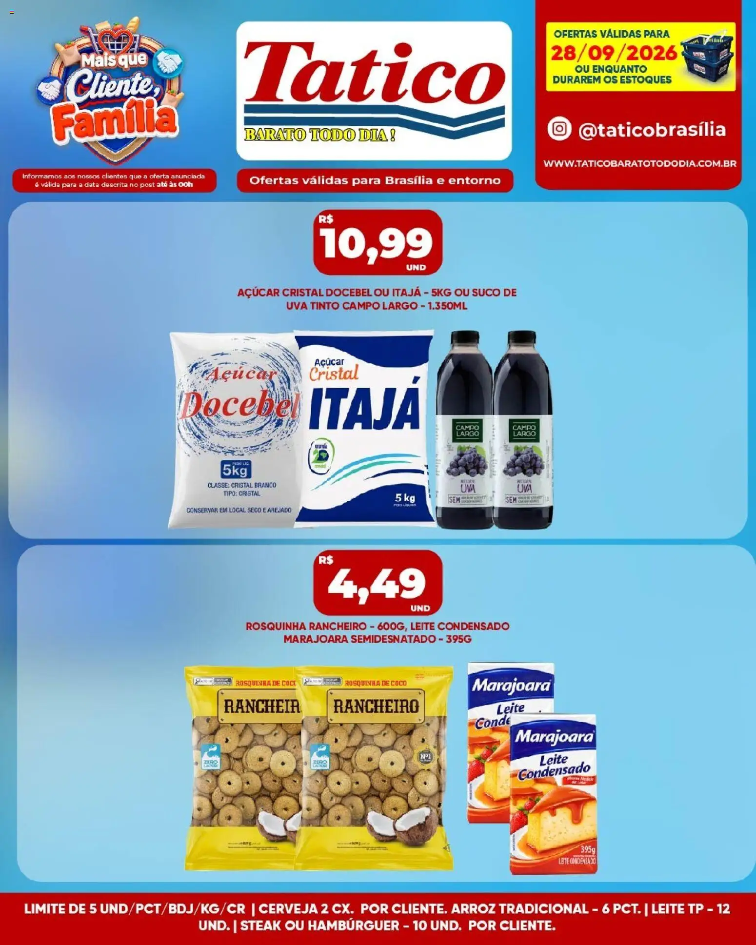 Tatico Folheto - válido de 28/09/2026 | Página: 5 | Produtos: Steak, Leite, Arroz, Açúcar