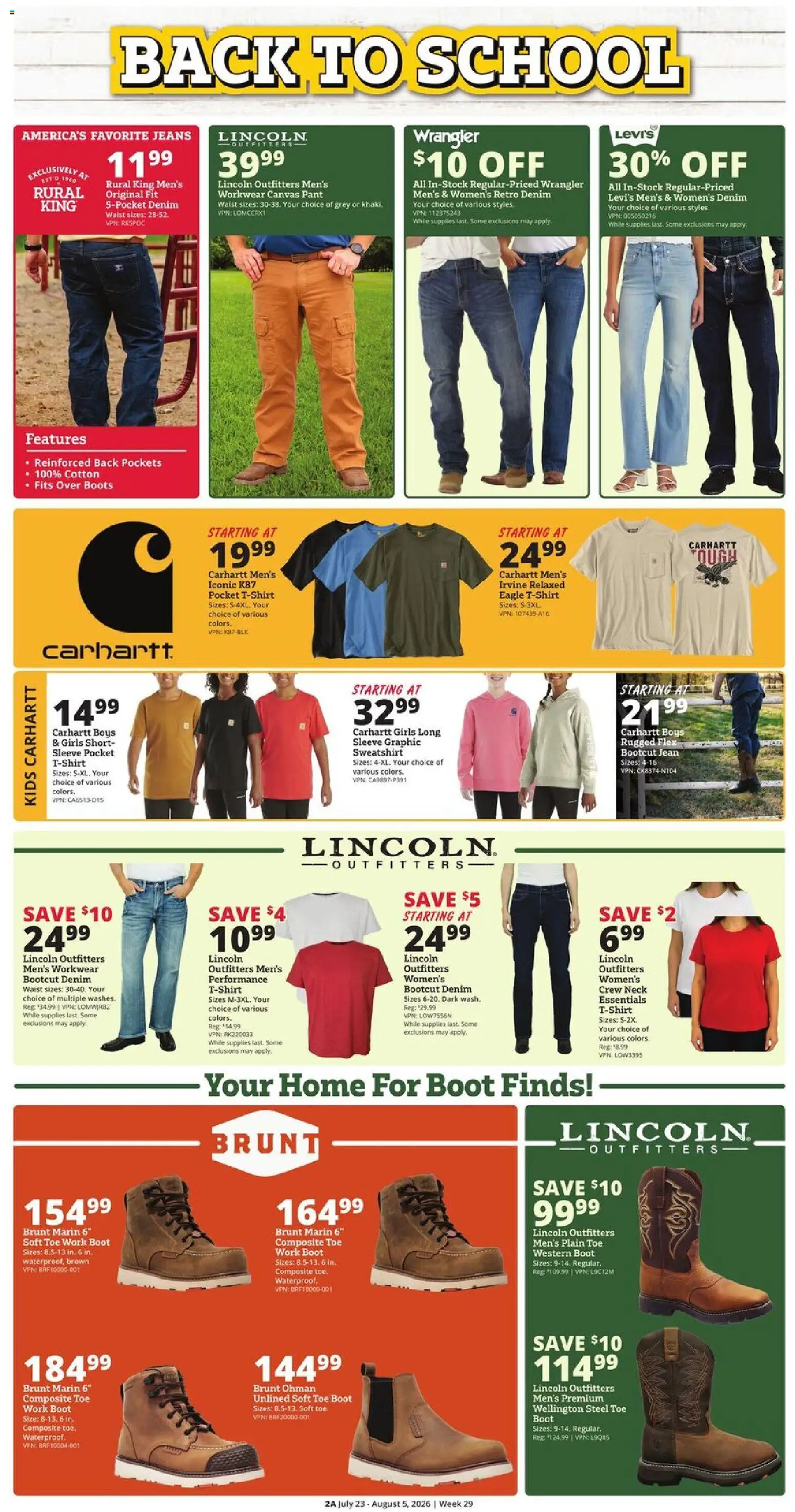 Rural King Weekly Ad - valid from 07/23/2026 | Page: 4 | Products: Workwear, Canvas, Boots, Jeans