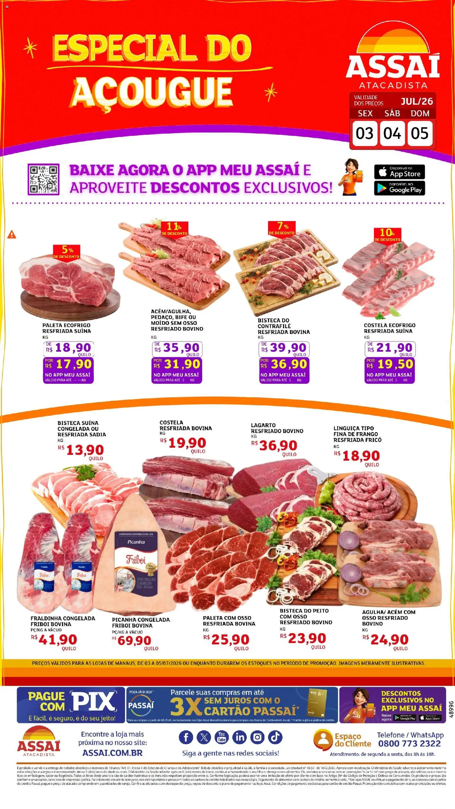 Assaí Atacadista Folheto - válido de 03/07/2026 | Página: 1 | Produtos: Fraldinha, Pneus, Telefone, Frango