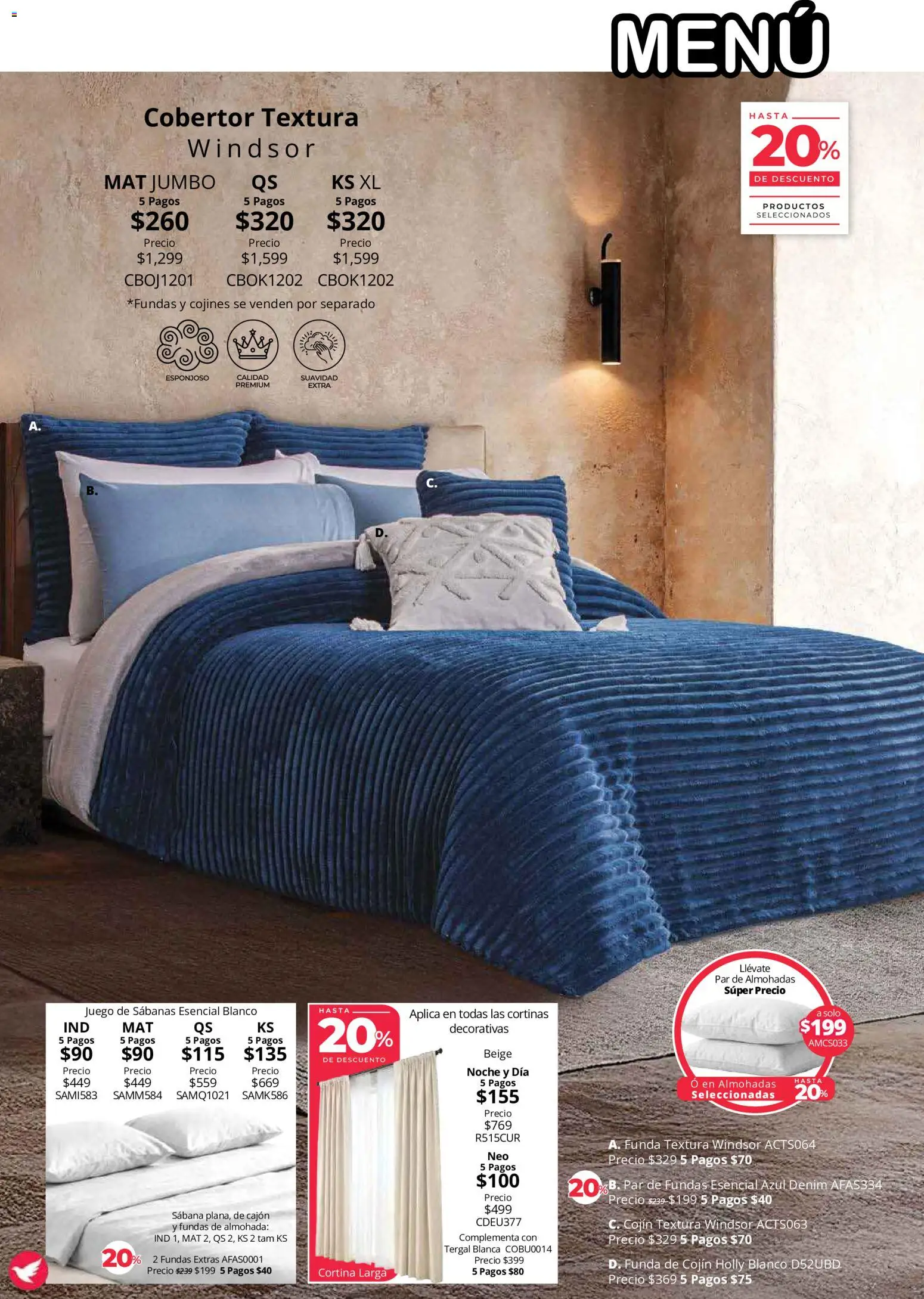 Nuevas ofertas de Colchas Concord válidas en toda la República Mexicana desde el 01/08/2026. ¡Encuentra las mejores ofertas en Colchas Concord catálogo Colección Cobertor! | Página: 56 | Productos: Cobertor, Juego, Funda, Cortinas