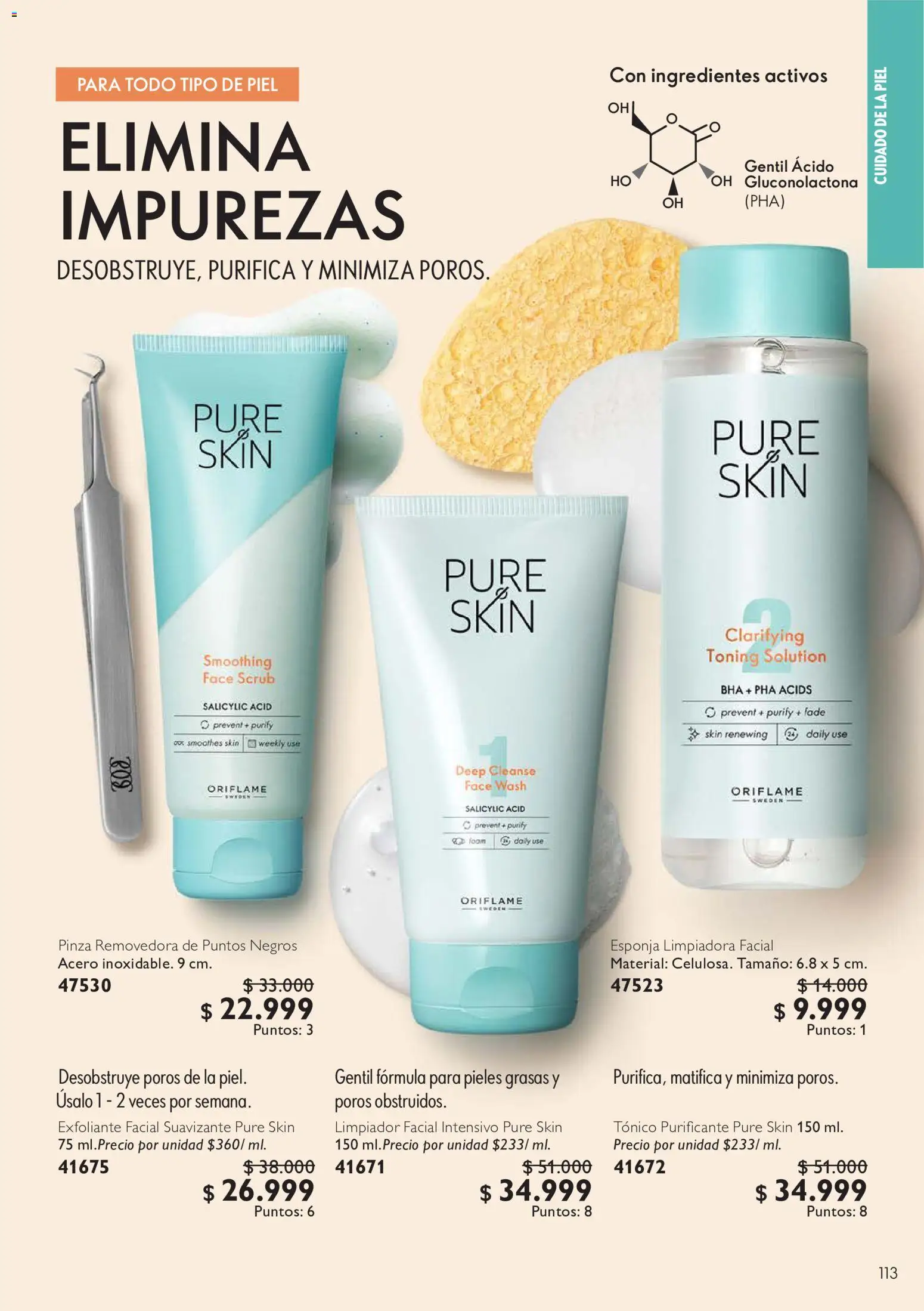 Oriflame revista - valida desde el 01/08/2026 | Página: 113 | Productos: Esponja, Exfoliante facial, Suavizante, Limpiador