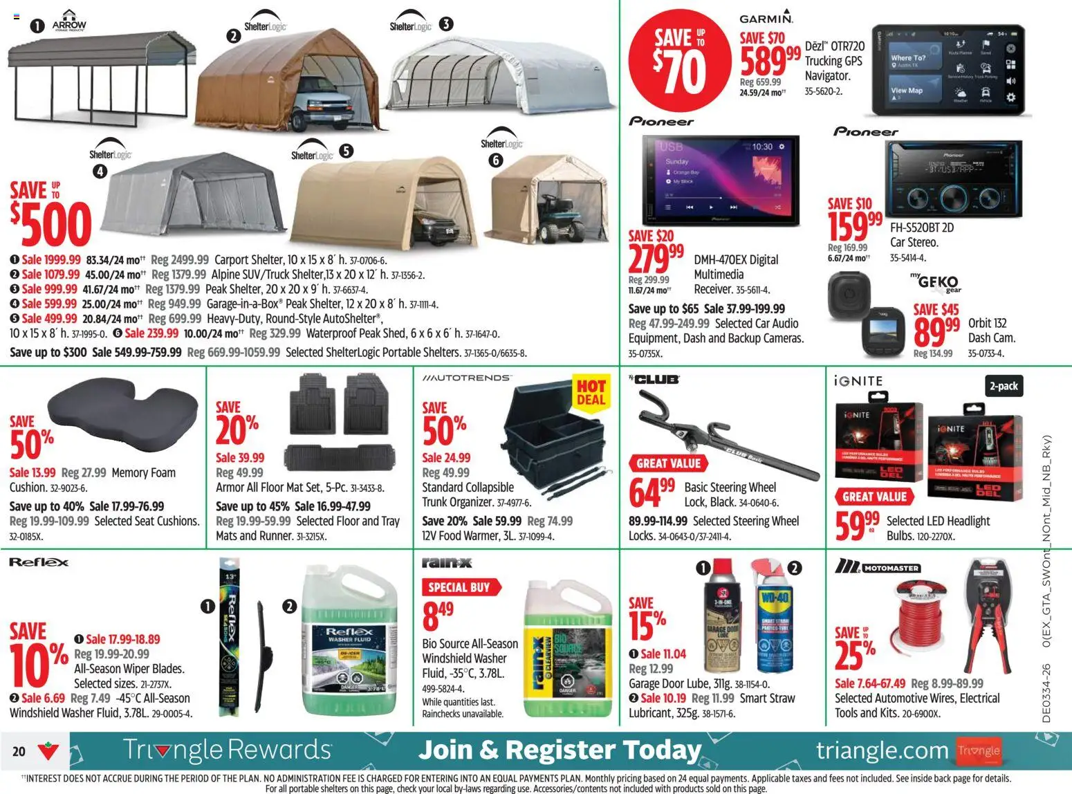 Canadian Tire flyer valid from Aug 20, 2026 | Page: 20 | Products: Audio, Tools, Food, Door