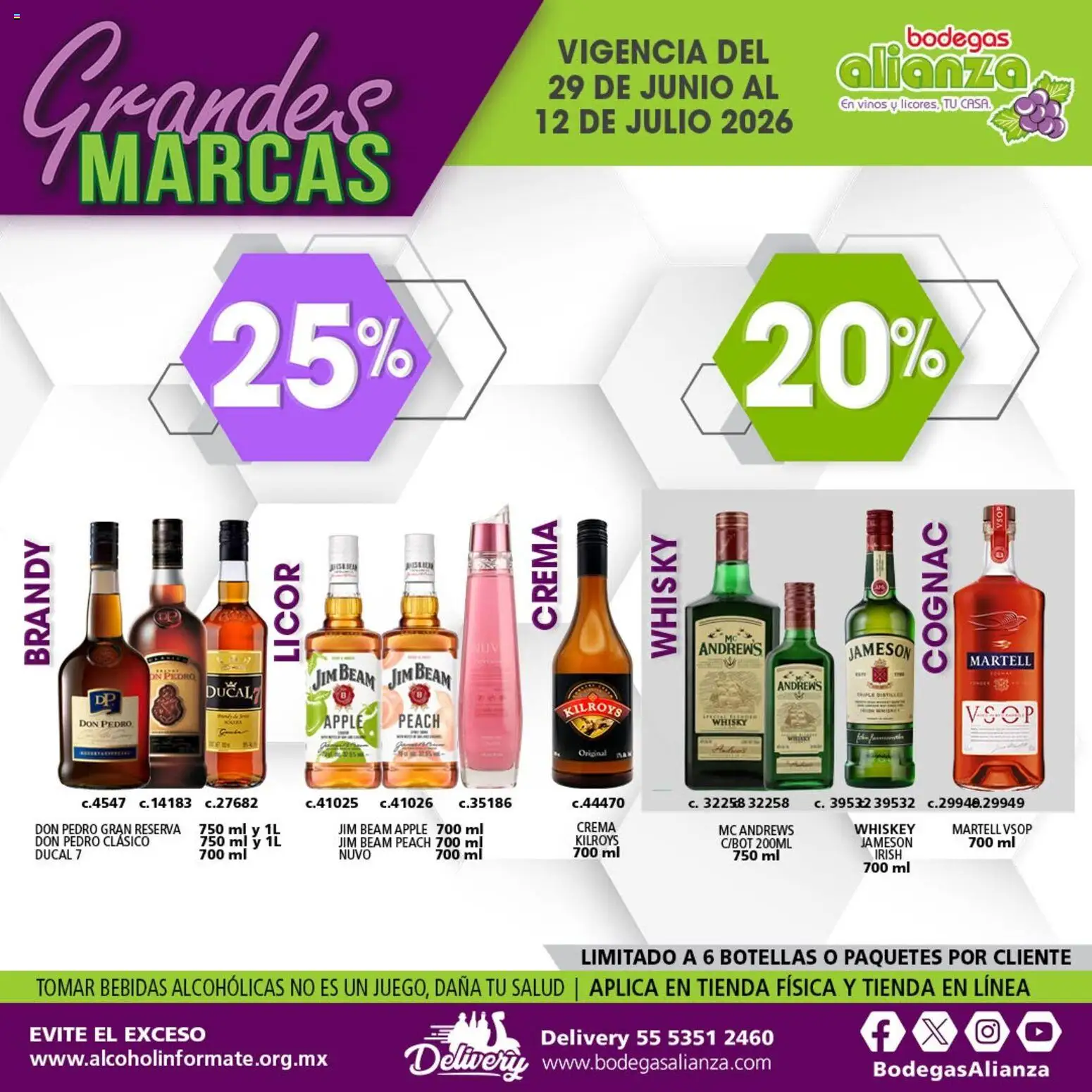 Nuevas ofertas de Bodegas Alianza válidas en toda la República Mexicana desde el 29/06/2026. ¡Encuentra las mejores ofertas en Bodegas Alianza catálogo Grandes Marcas! | Página: 7 | Productos: Whiskey, Crema, Whisky