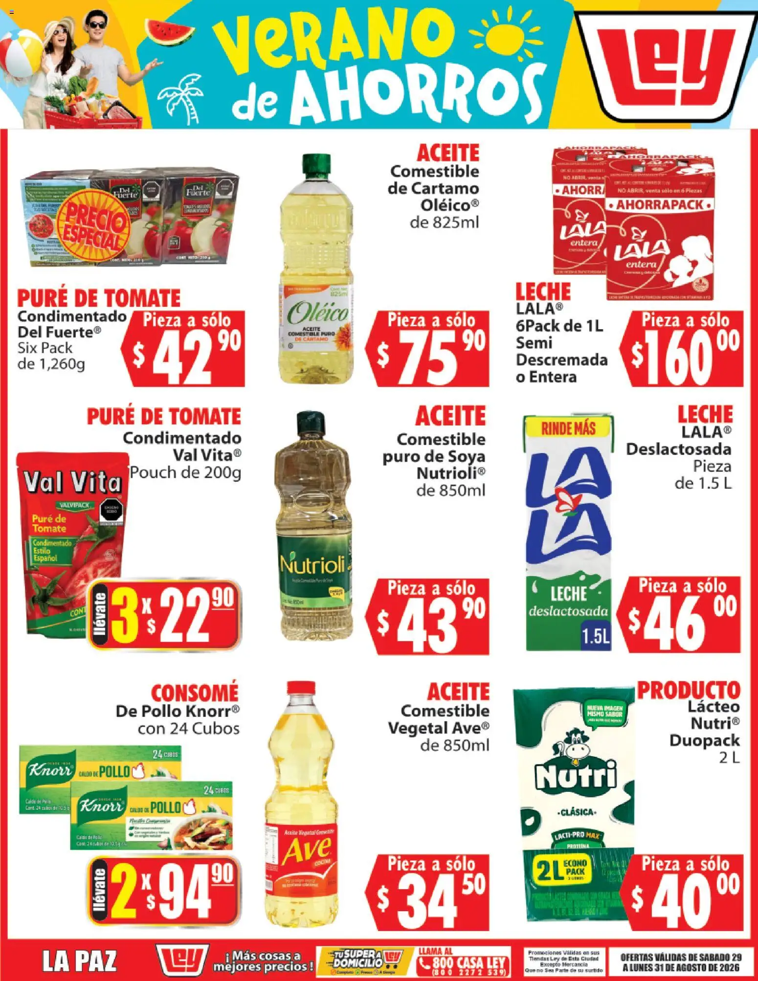 Nuevas ofertas de Casa Ley válidas en toda la República Mexicana desde el 29/08/2026. ¡Encuentra las mejores ofertas en Casa Ley folleto Verano de ahorros! | Página: 1 | Productos: Pollo, Tomate, Proteína, Puré