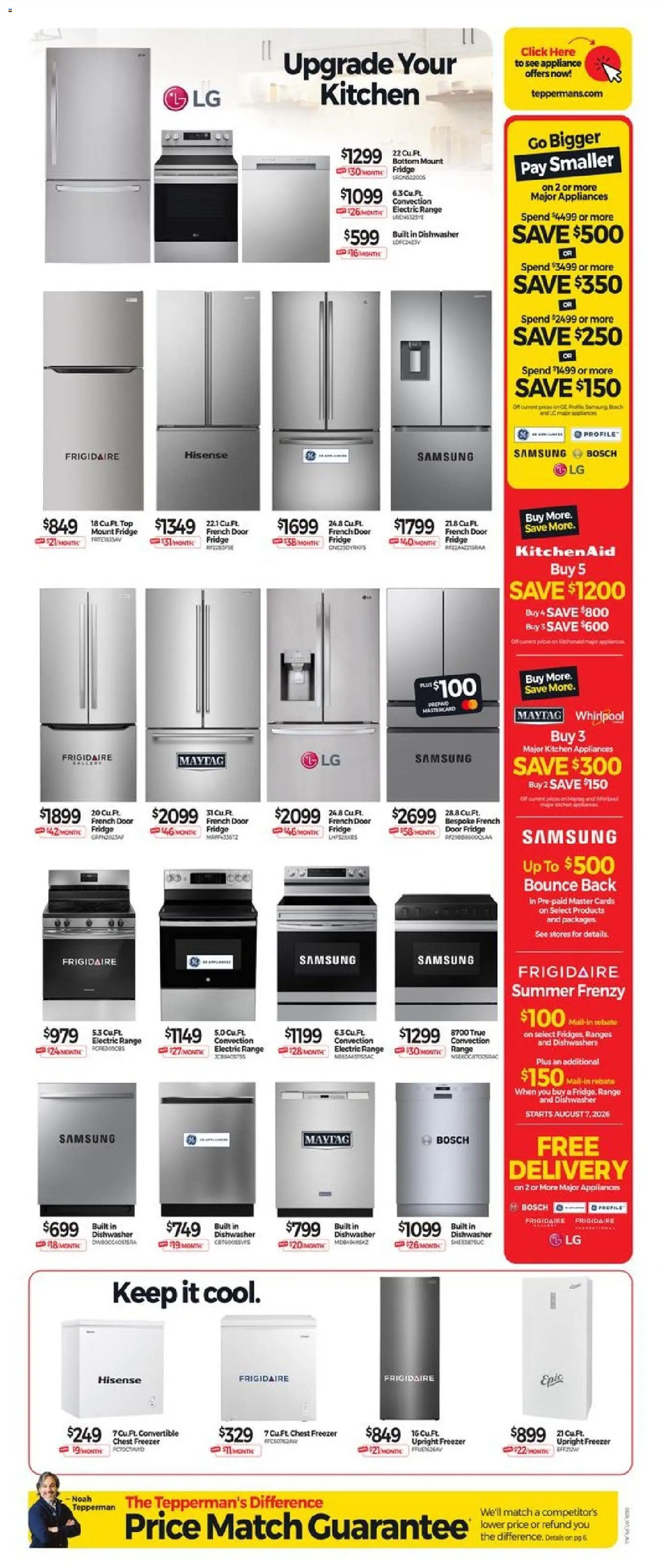 Tepperman's flyer valid from Jul 31, 2026 | Page: 5 | Products: Freezer, Dishwasher