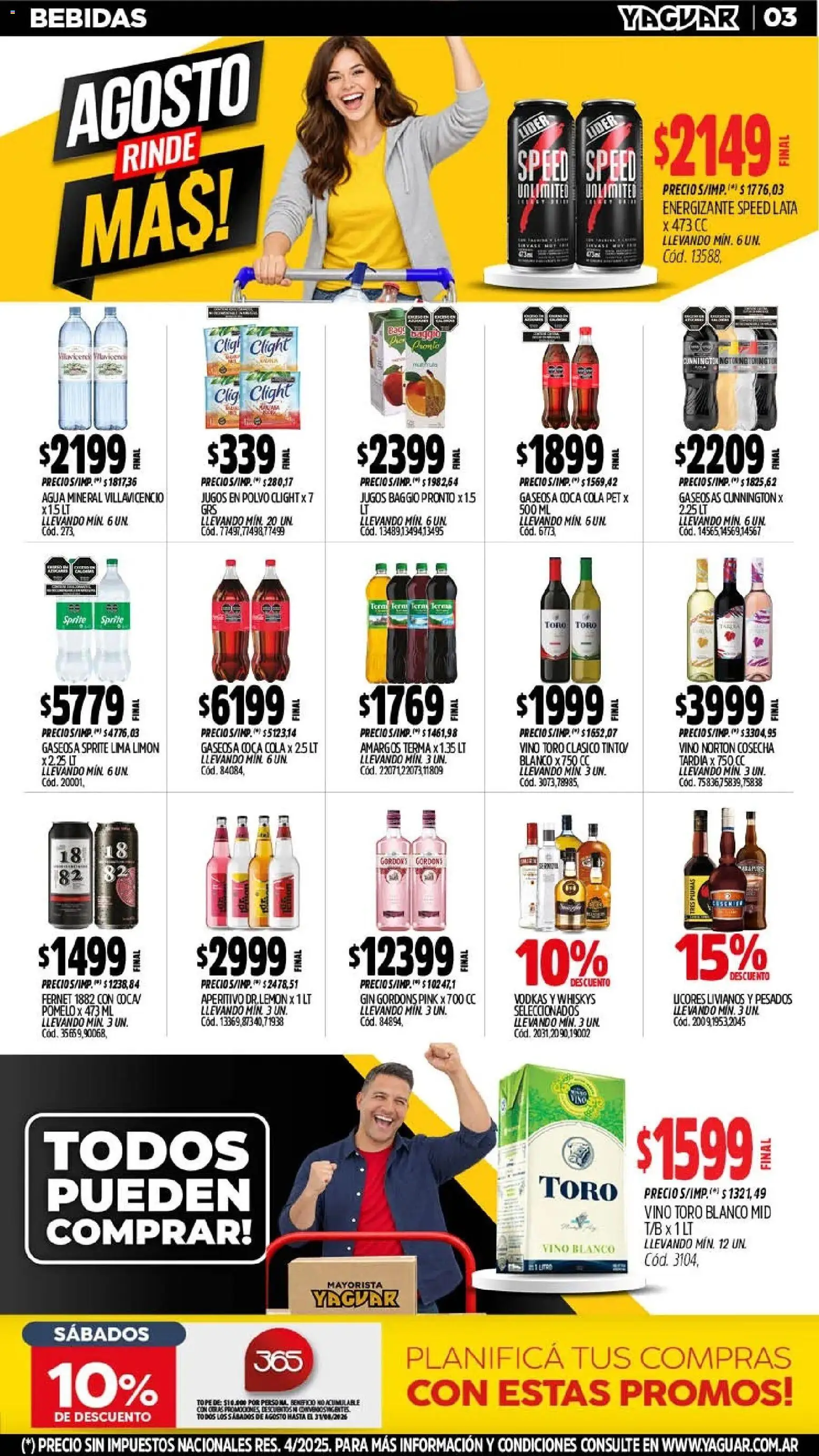 Yaguar - Oferta Semanal Trelew │ válido desde el 24/08/2026 | Página: 3 | Productos: Bebidas, Lima, Agua, Vino