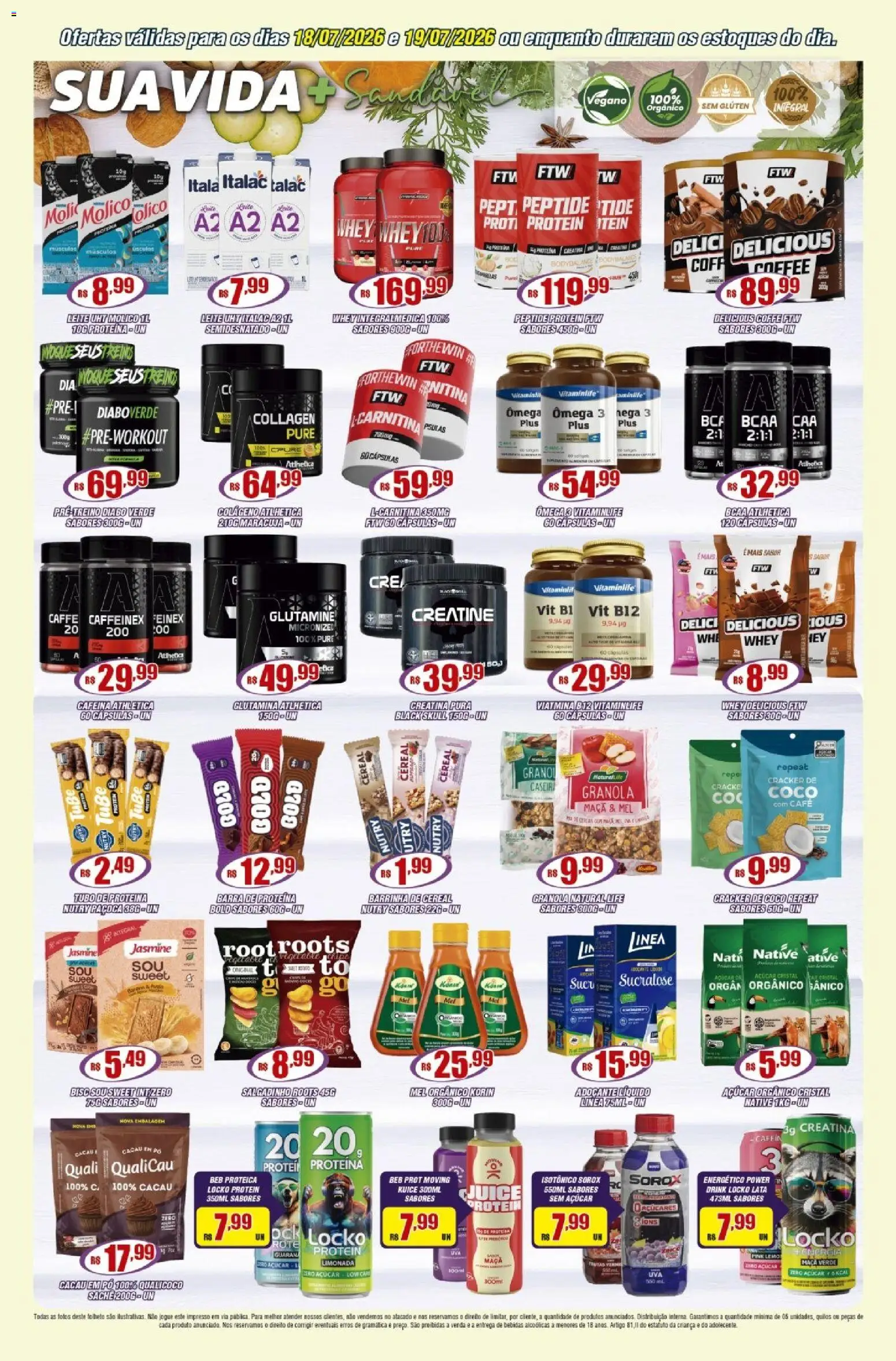 Violeta Supermercados Folheto - válido de 18/07/2026 | Página: 4 | Produtos: Glutamina, BCAA, Energético, Leite
