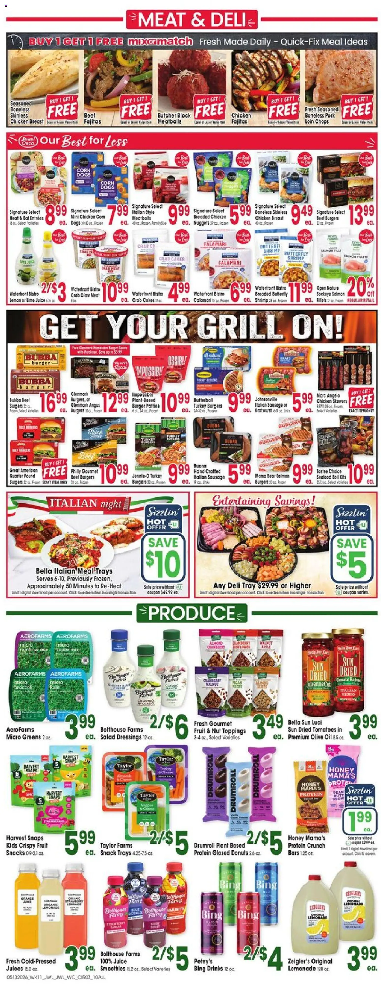 Jewel Osco Weekly Ad - IL - valid from 13.05.2026 | Page: 3 | Products: Corn, Beef, Seafood, Grill