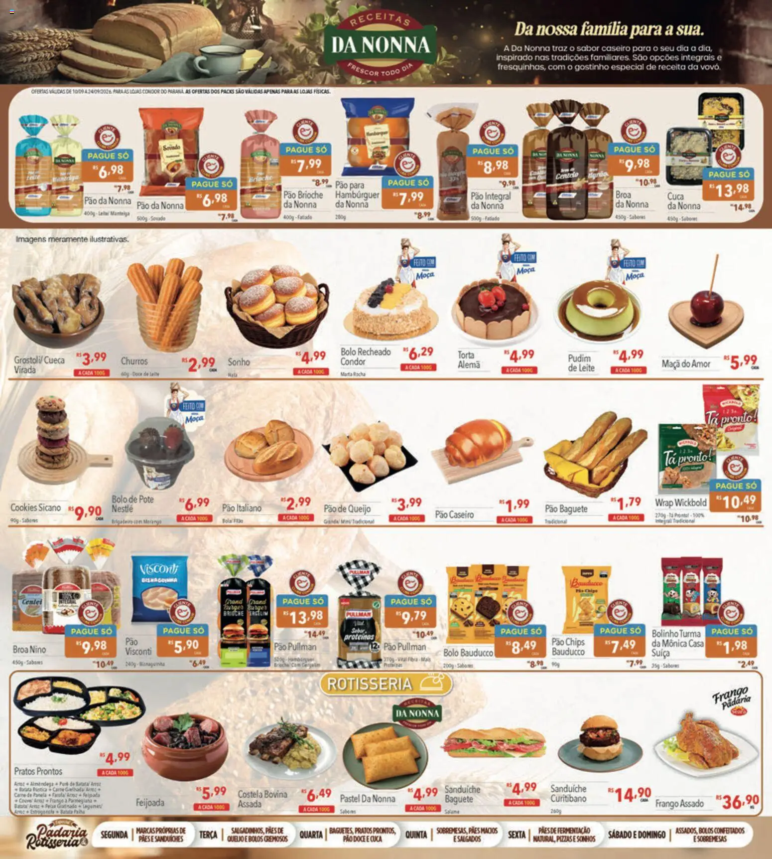 Supermercados Condor Folheto - válido de 10/09/2026 | Página: 7 | Produtos: Brioche, Baguete, Bolo, Pão doce