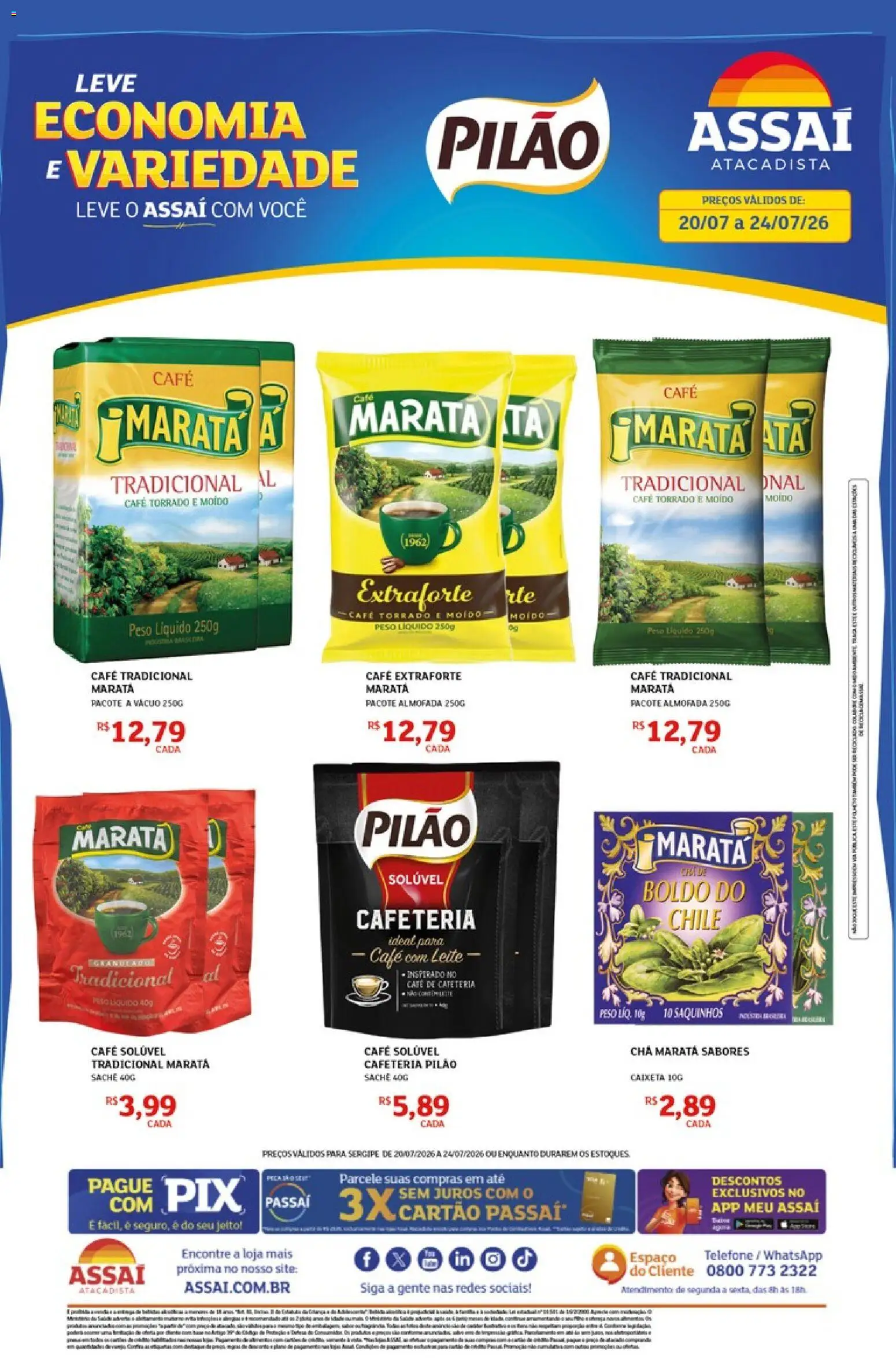 Assaí Atacadista Folheto - válido de 20/07/2026 | Página: 1 | Produtos: Almofada, Chá, Telefone, Granulado