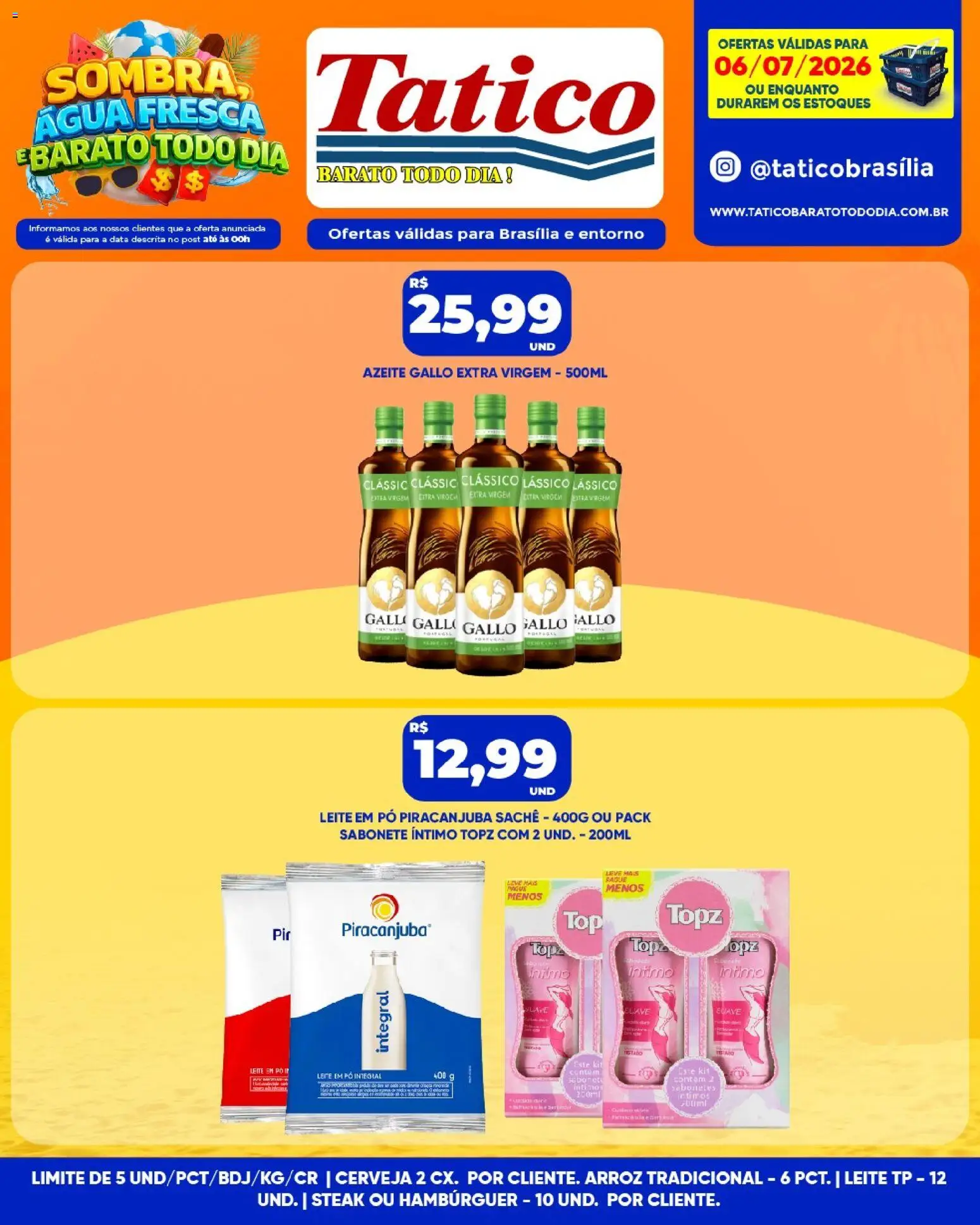 Tatico Folheto - válido de 06/07/2026 | Página: 10 | Produtos: Pó, Cerveja, Hambúrguer, Leite em pó