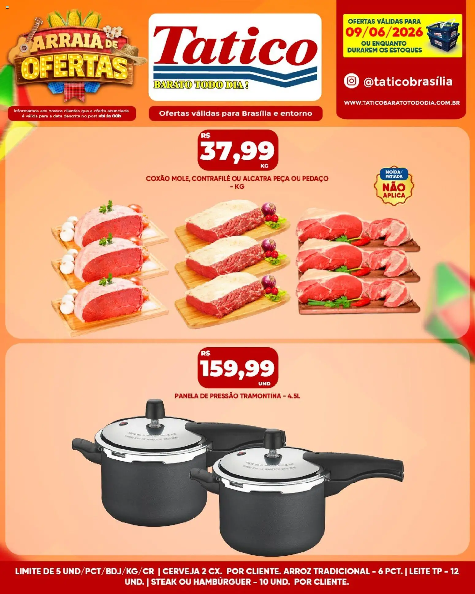 Tatico Folheto - válido de 10.06.2026 | Página: 34 | Produtos: Alcatra, Panela de pressão, Cerveja, Hambúrguer