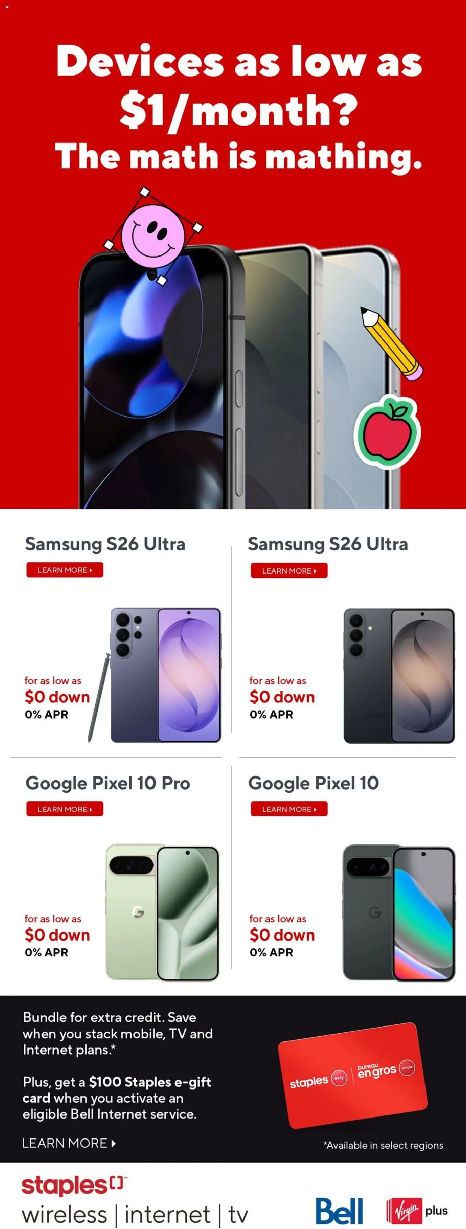 Staples flyer valid from Aug 7, 2026 | Page: 18 | Products: Tv