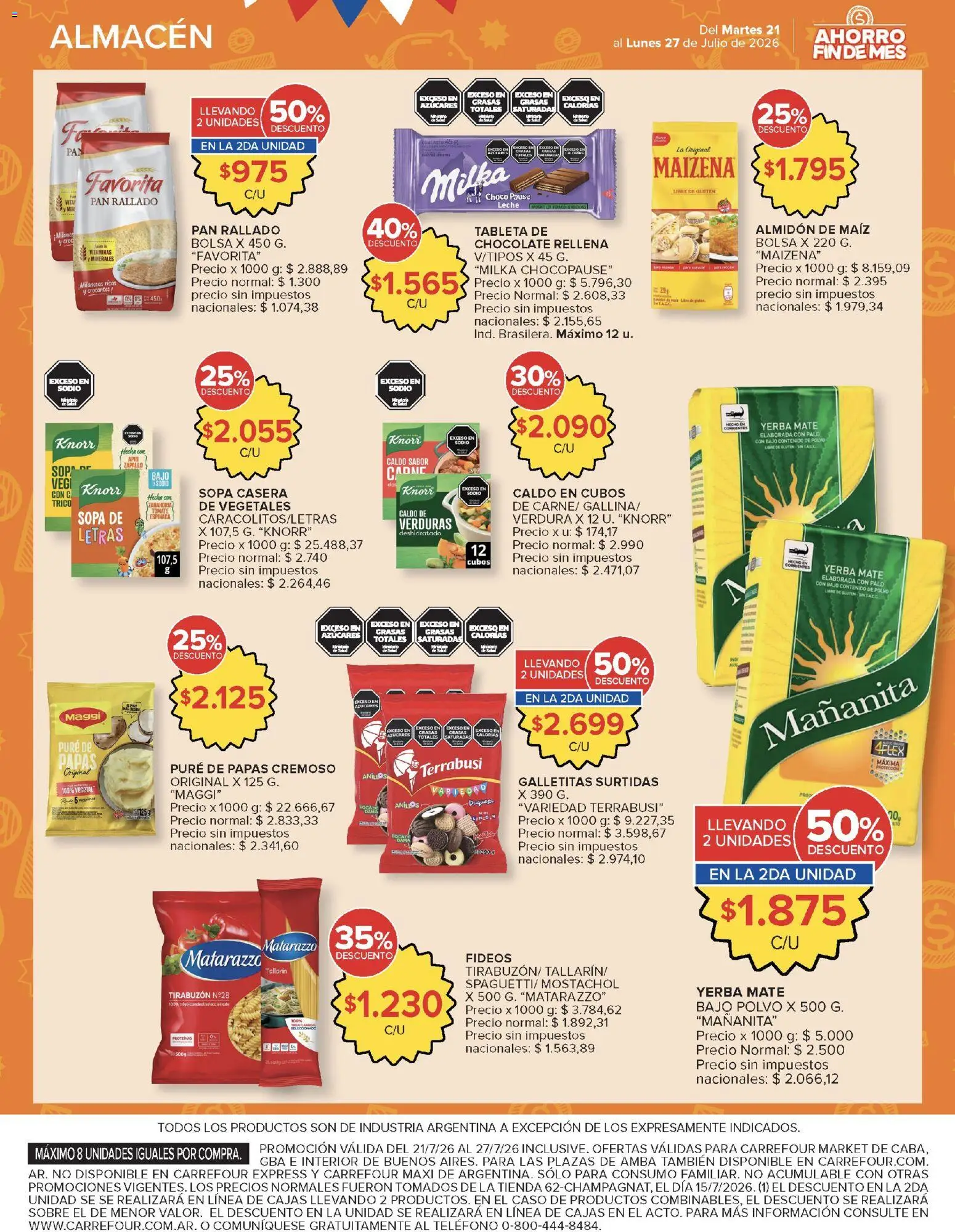 Carrefour ofertas │ válido desde el 21/07/2026 | Página: 41 | Productos: Bolsa, Yerba, Sopa, Zanahoria