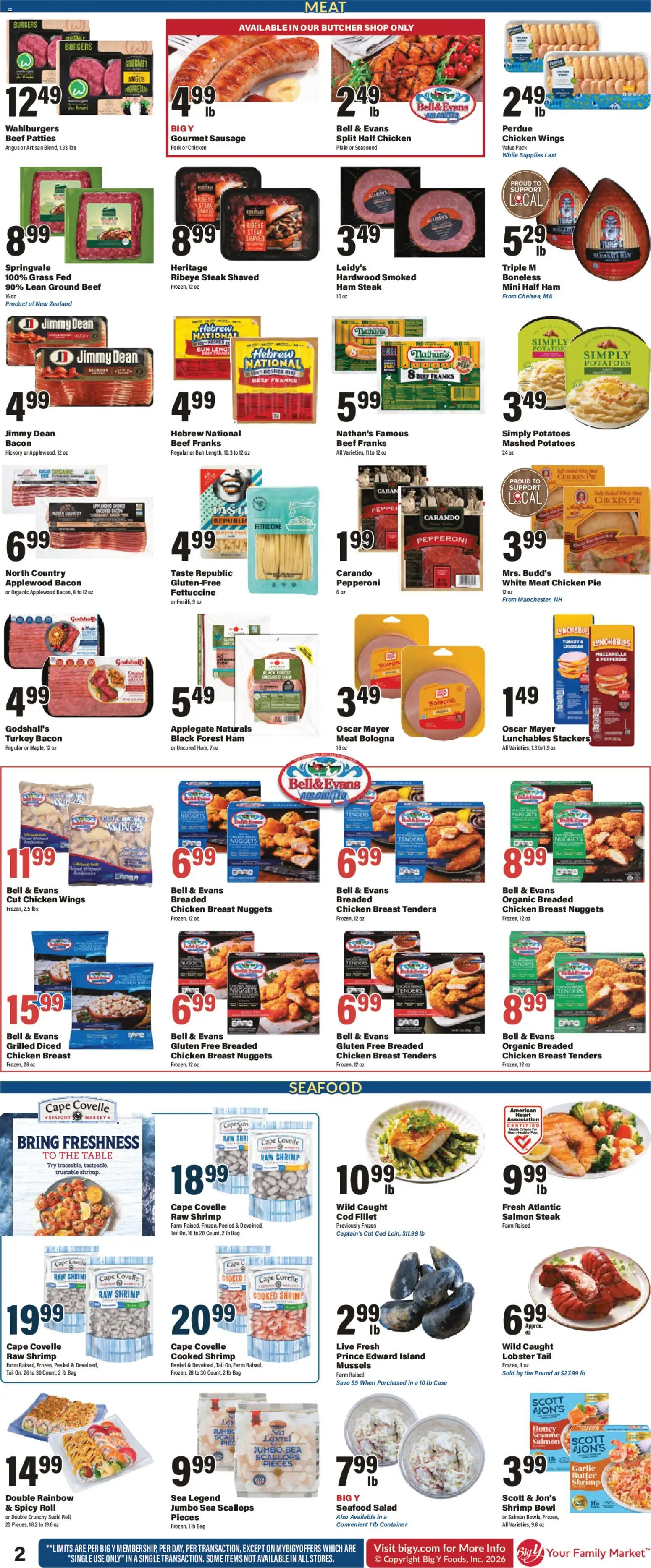 Big Y Weekly Ad - valid from 09/17/2026 | Page: 3 | Products: Shrimp, Chicken wings, Sausage, Mozzarella