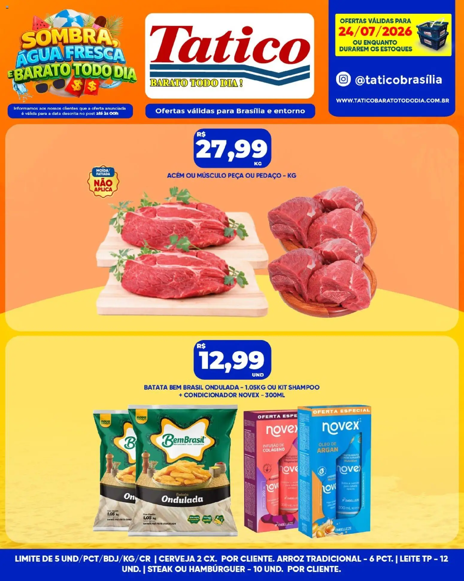 Tatico Folheto - válido de 25/07/2026 | Página: 33 | Produtos: Condicionador, Óleo, Hambúrguer, Batata