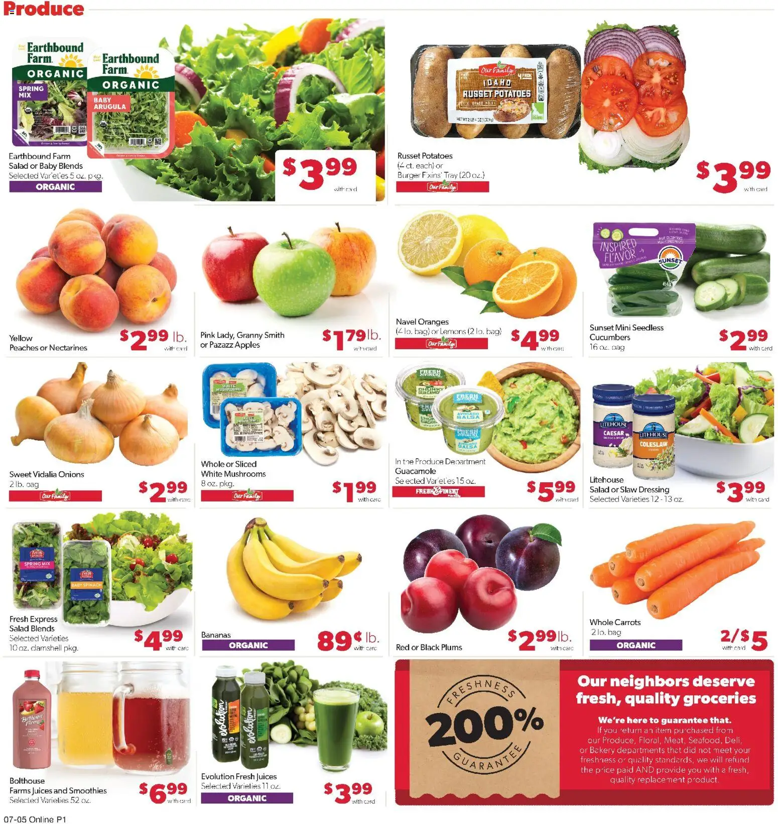 Family Fare Weekly Ad - NE - valid from 07/05/2026 | Page: 5 | Products: Peaches, Cucumbers, Potatoes, Bag