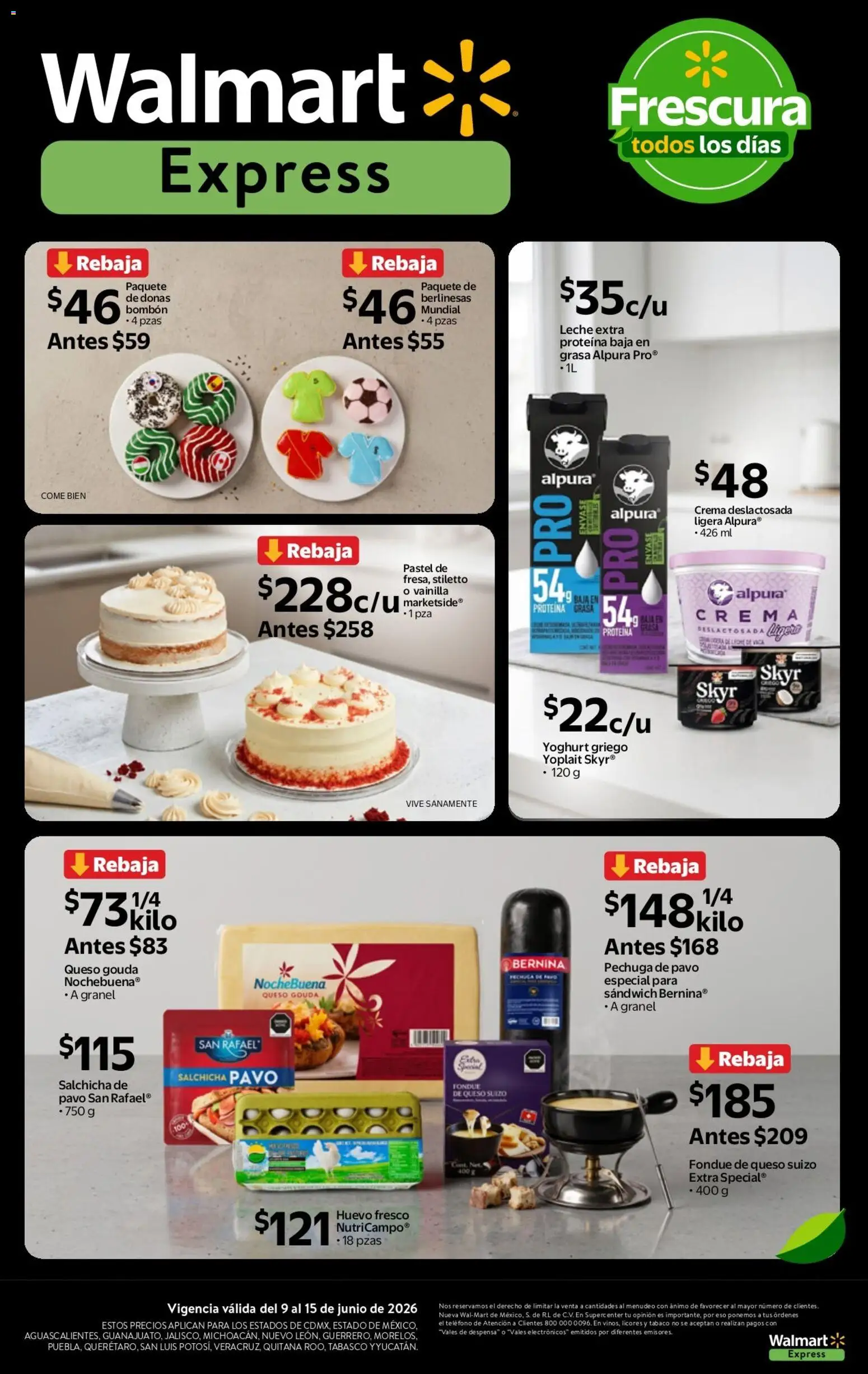 Nuevas ofertas de Walmart Express válidas en toda la República Mexicana desde el 09.06.2026. ¡Encuentra las mejores ofertas en Walmart Express folleto Calidad a precios bajos! | Página: 3 | Productos: Crema, Leche, Queso, Teléfono