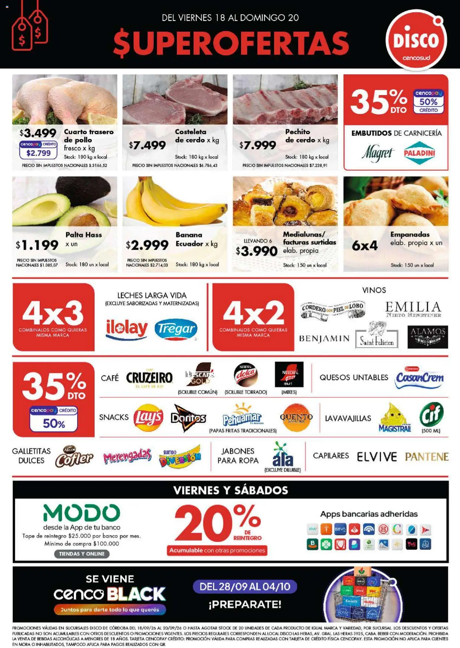 Disco - Ofertas | Córdoba │ válido desde el 18/09/2026 | Página: 1 | Productos: Embutidos, Bebidas, Cordero, Papas