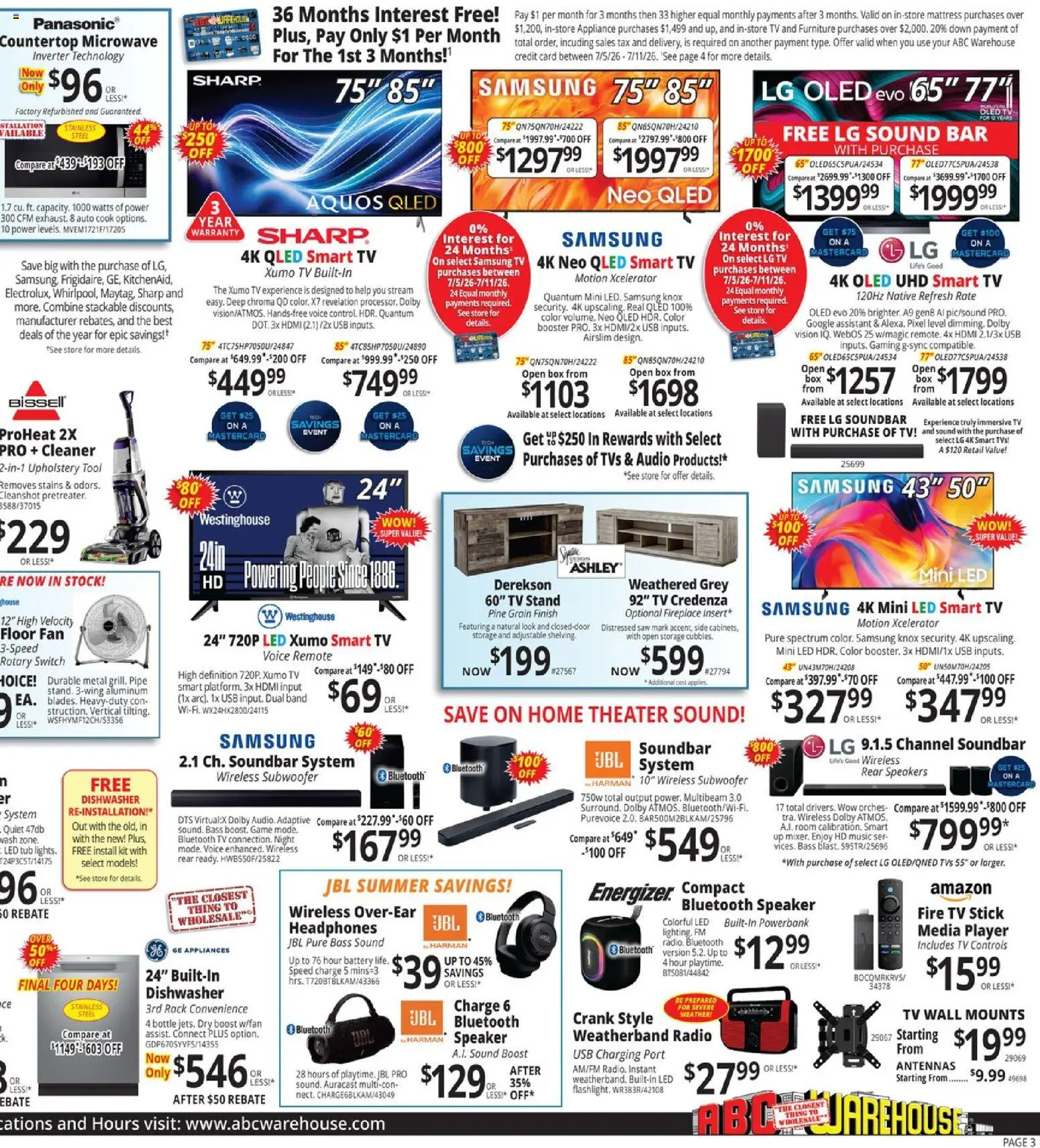 ABC Warehouse Weekly Ad - valid from 07/05/2026 | Page: 3 | Products: Pipe, Subwoofer, Headphones, Speaker
