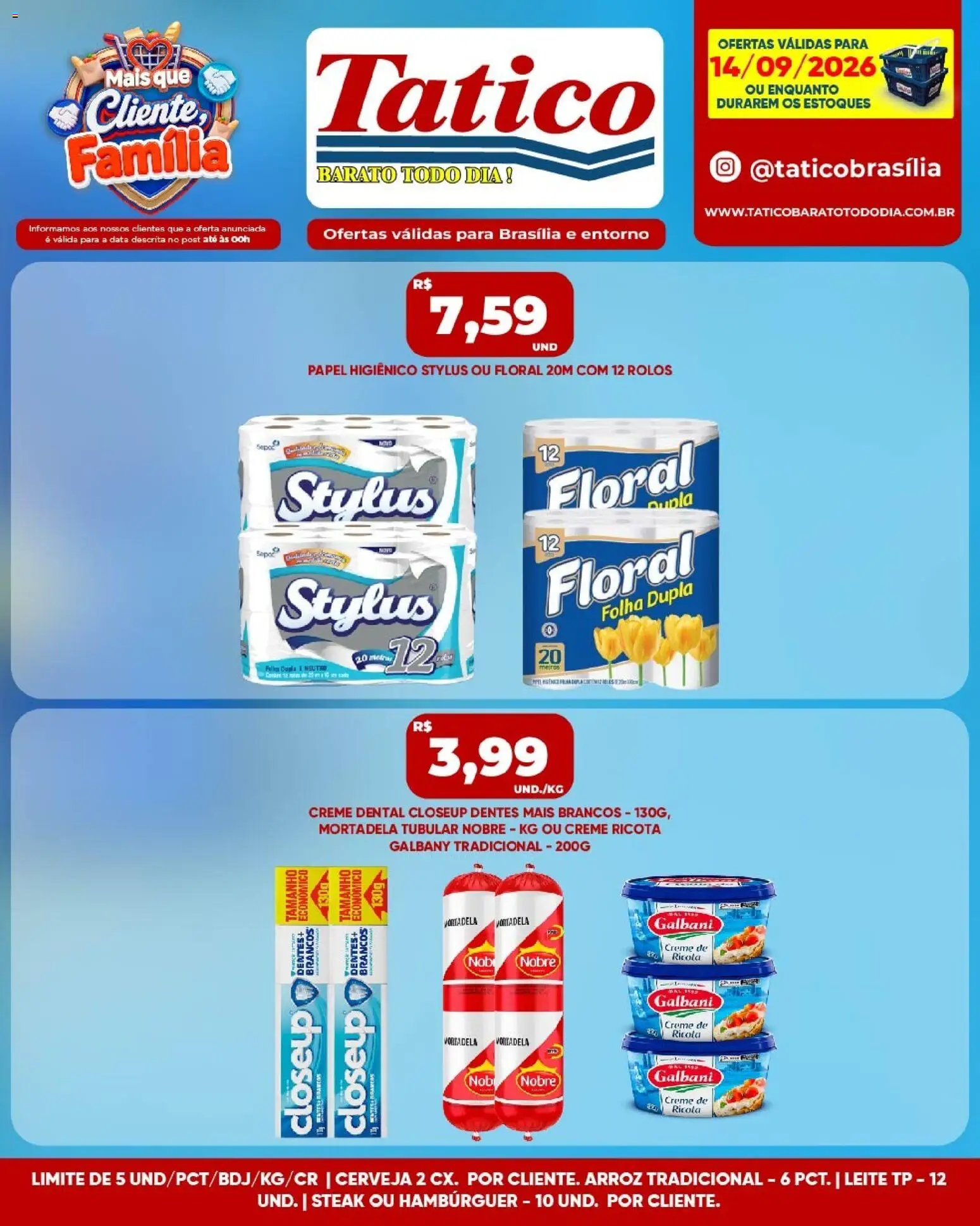 Tatico Folheto - válido de 14/09/2026 | Página: 4 | Produtos: Steak, Cerveja, Arroz, Creme dental
