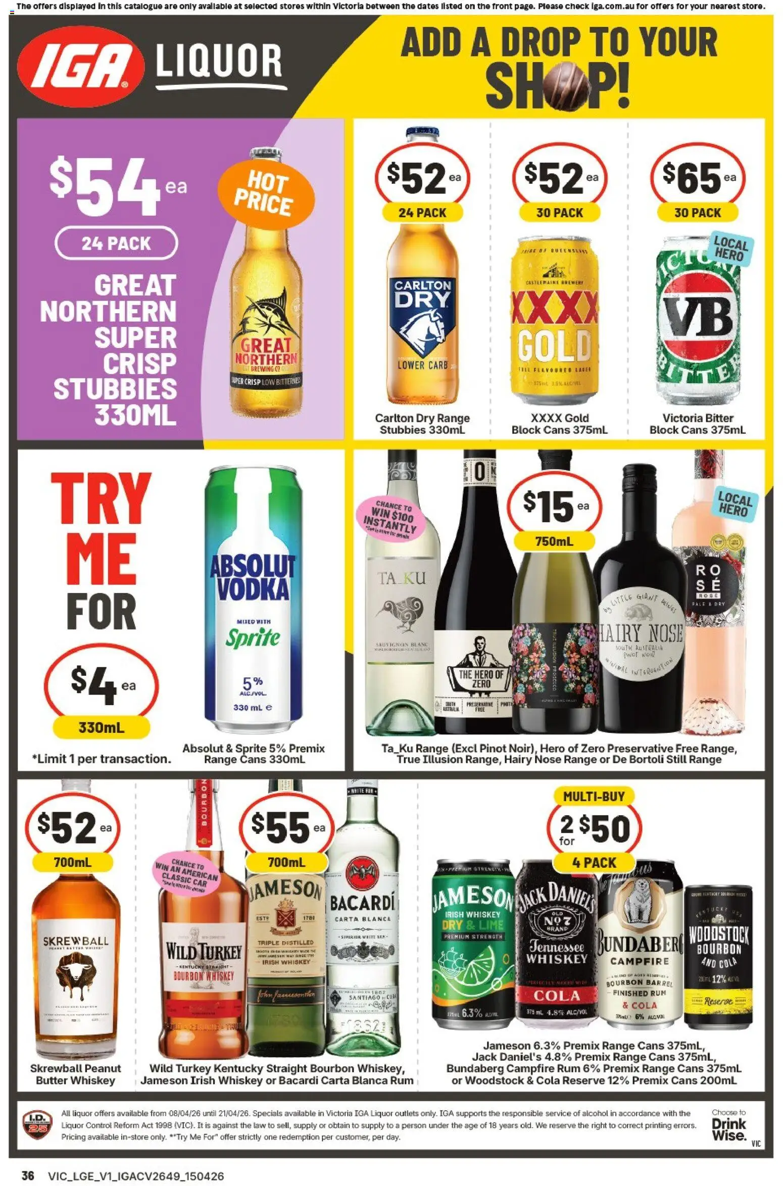 IGA catalogue - valid from 15.04.2026 | Page: 5 | Products: Butter, Bourbon, Rum, Turkey