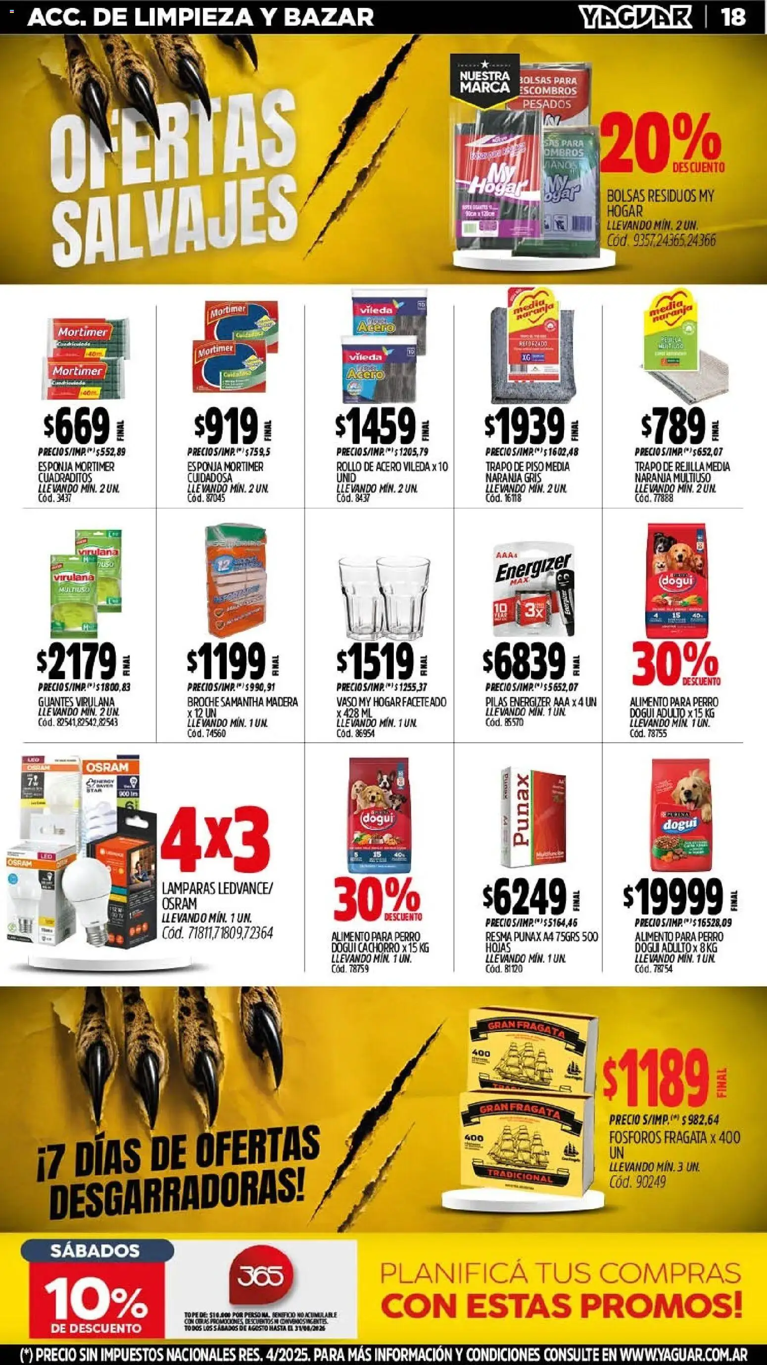 Yaguar - Oferta Semanal Jujuy │ válido desde el 03/08/2026 | Página: 18 | Productos: Fósforos, Esponja, Lámparas, Guantes