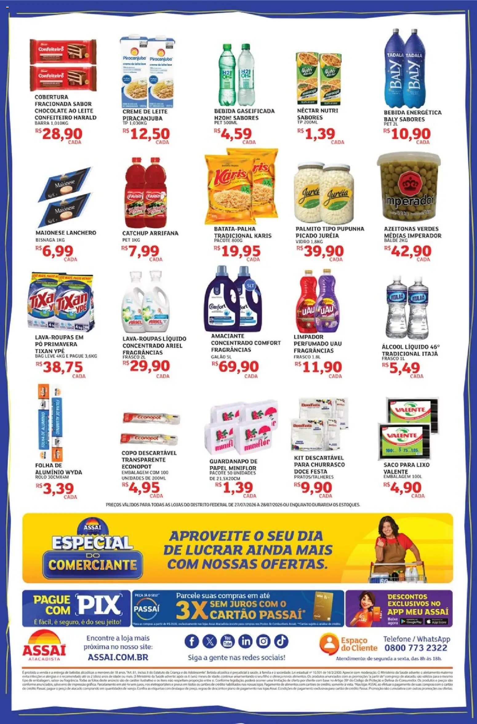 Assaí Atacadista Folheto - válido de 27/07/2026 | Página: 2 | Produtos: Pupunha, Azeitonas, Pó, Amaciante