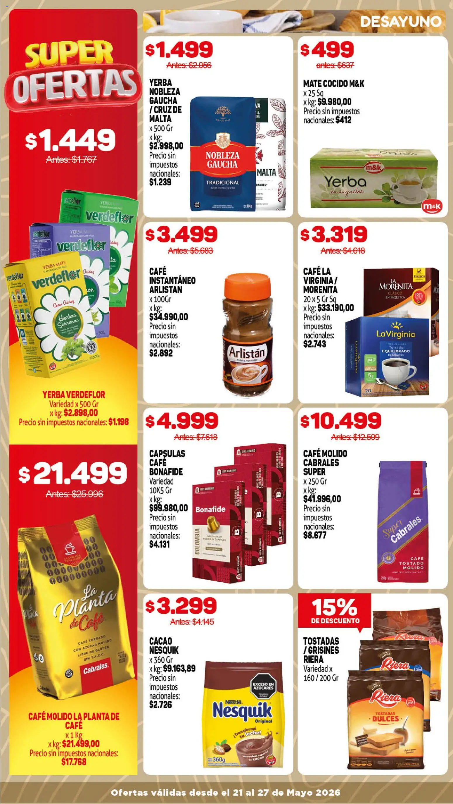Makro ofertas │ válido desde el 21.05.2026 | Página: 8 | Productos: Yerba, Café, Mate cocido, Planta