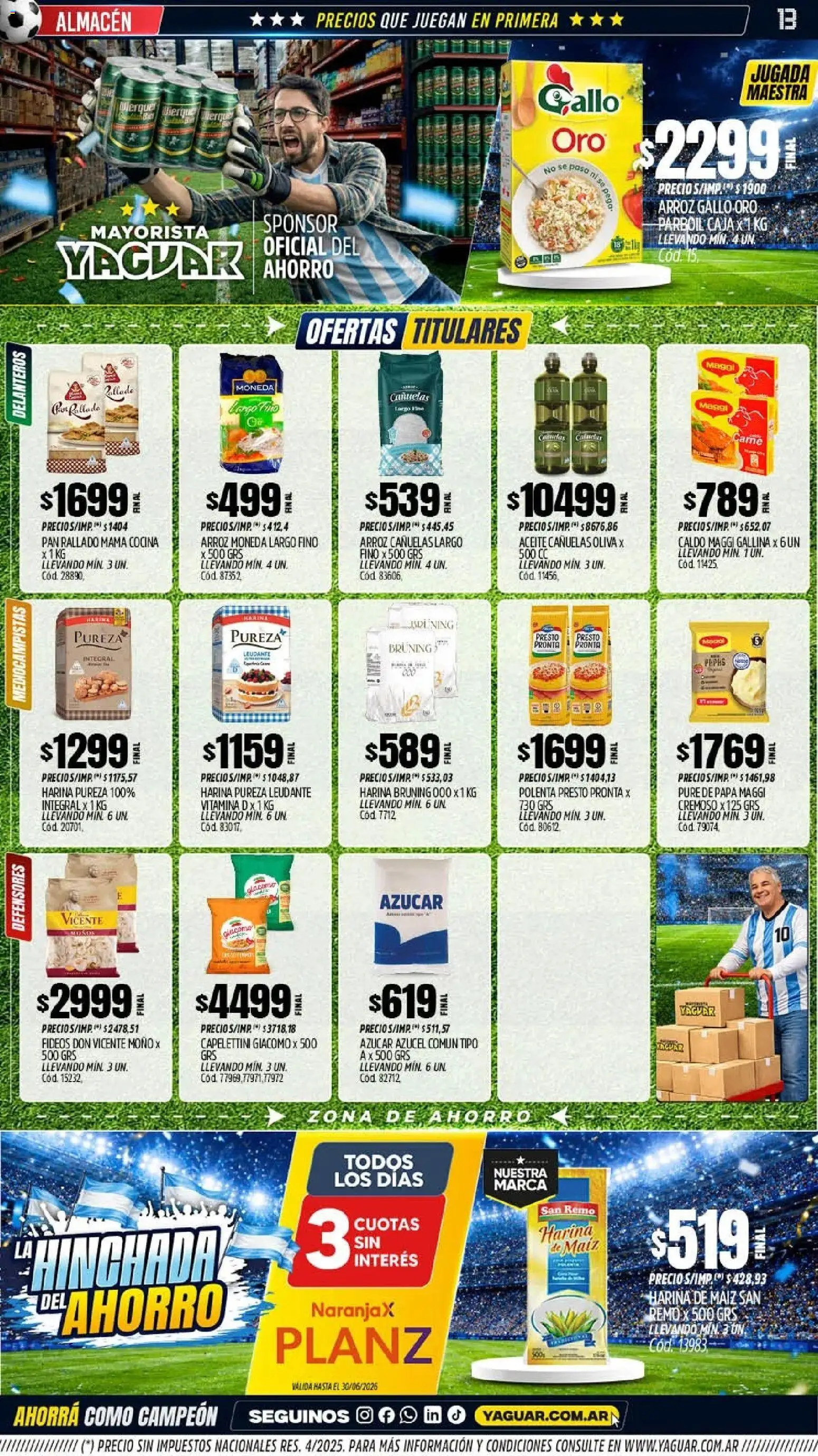 Yaguar - Oferta Semanal Córdoba │ válido desde el 01.06.2026 | Página: 13 | Productos: Maiz, Polenta, Pan, Pan rallado