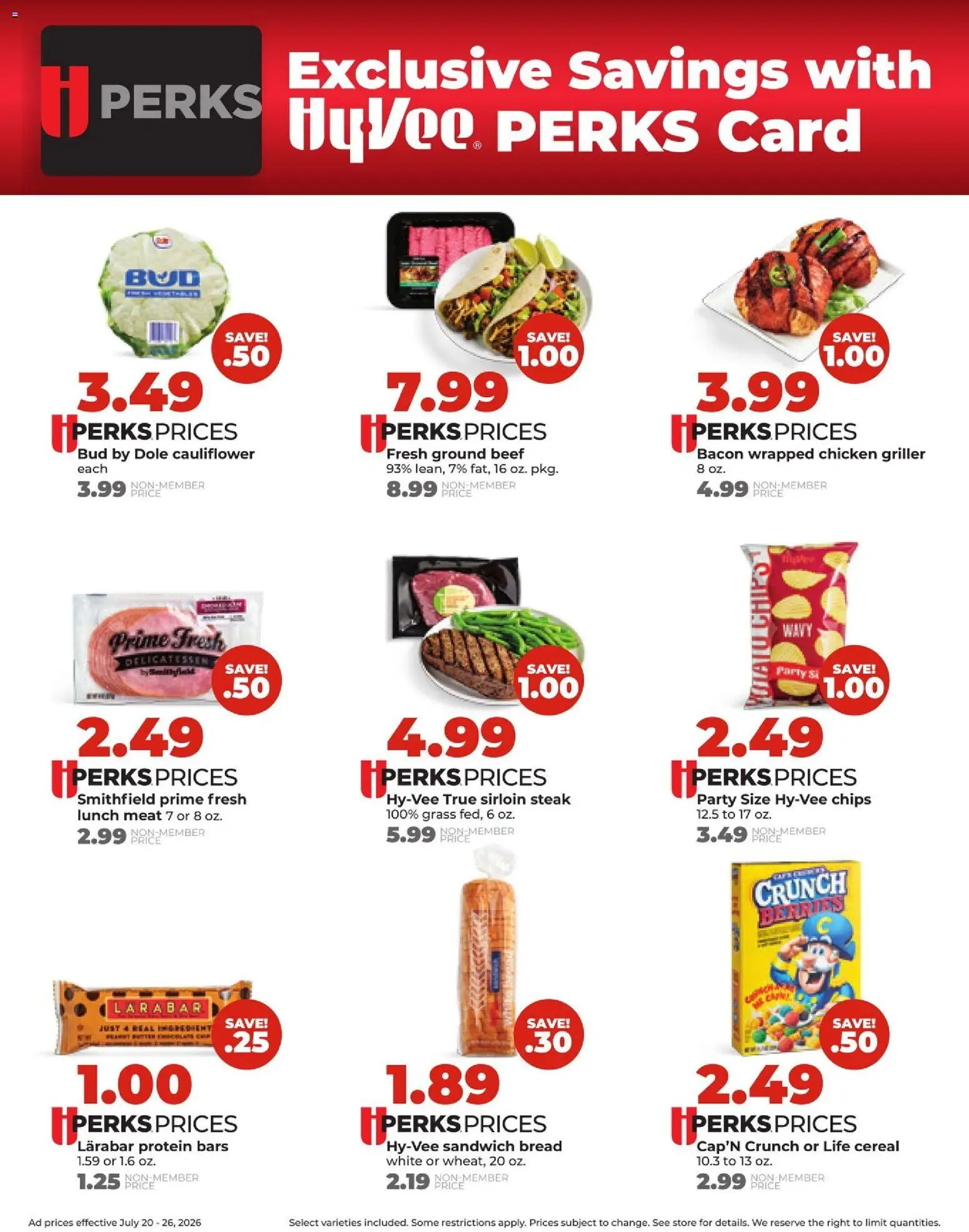 HyVee Weekly Ad - valid from 07/20/2026 | Page: 5 | Products: Berries, Beef, Chips, Cauliflower