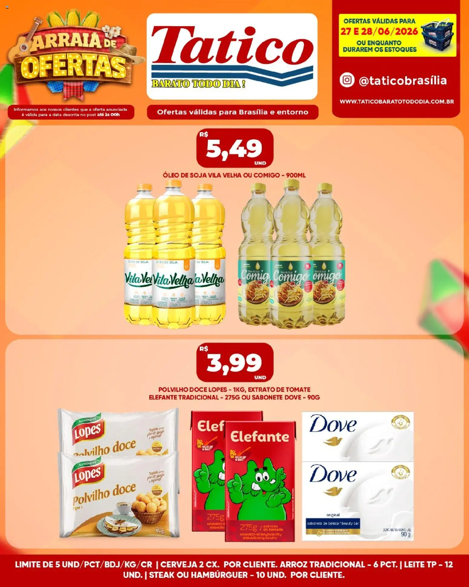 Tatico Folheto - válido de 29/06/2026 | Página: 33 | Produtos: Polvilho, Óleo, Dove, Soja