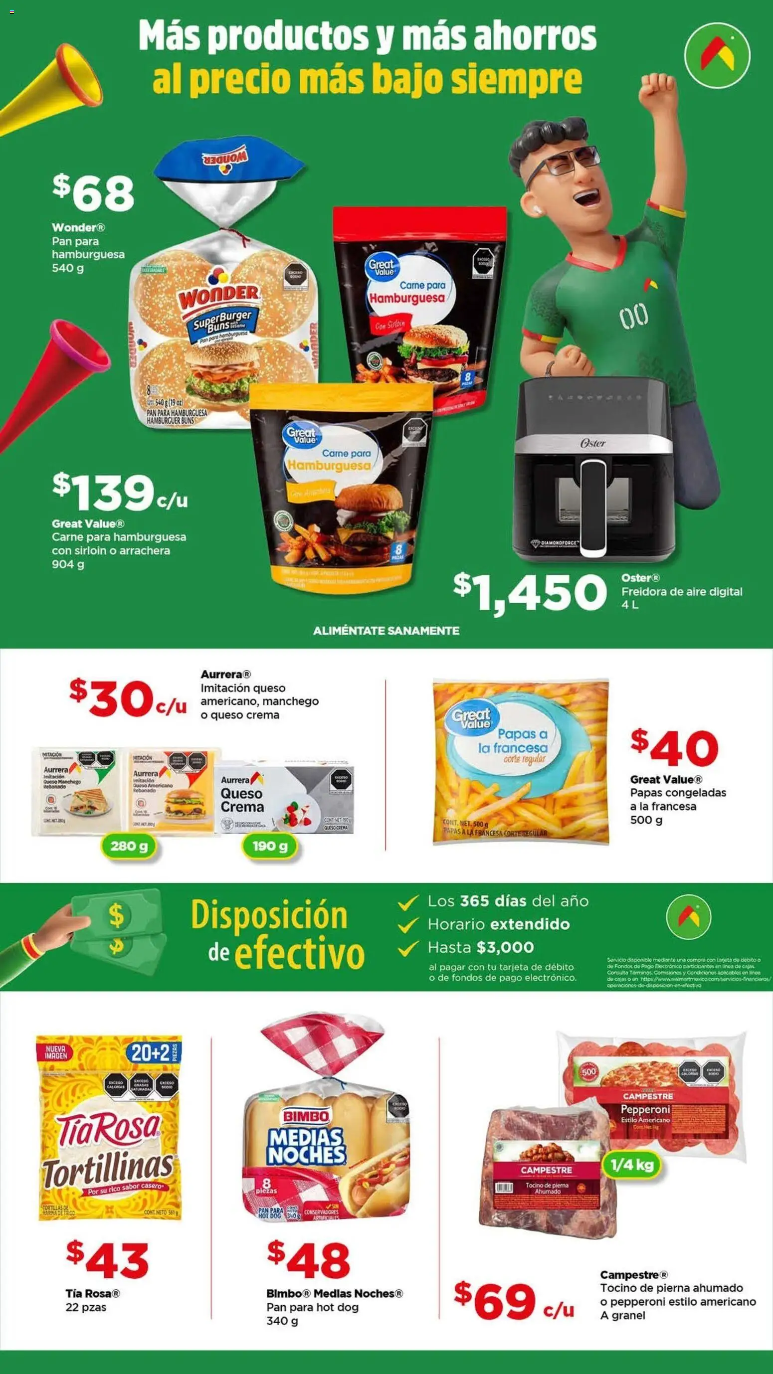Nuevas ofertas de Bodega Aurrerá válidas en toda la República Mexicana desde el 05.06.2026. ¡Encuentra las mejores ofertas en Bodega Aurrerá folleto Golazo! | Página: 9 | Productos: Queso, Pan, Freidora de aire, Freidora