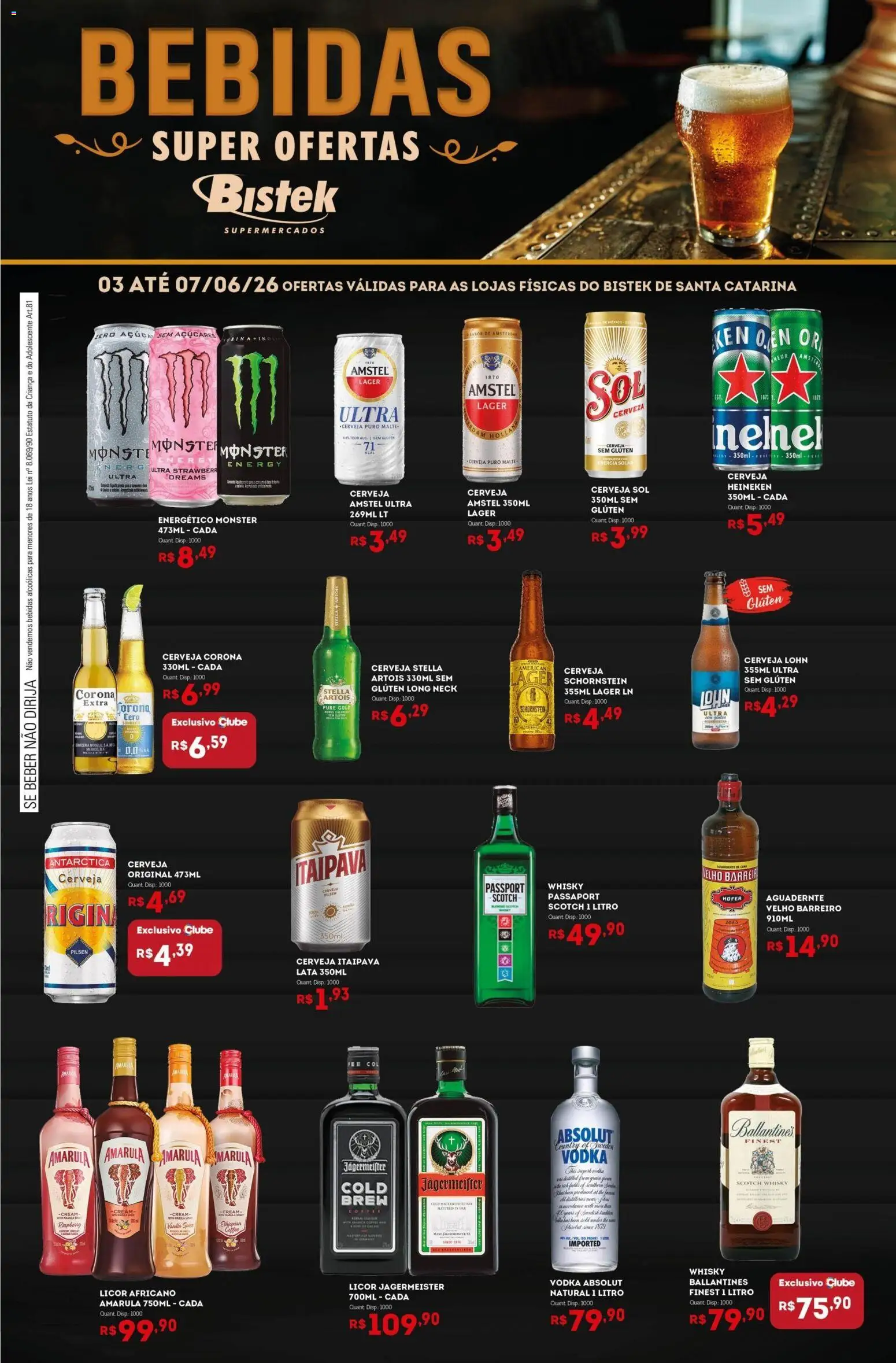 Bistek Supermercados Folheto - válido de 03.06.2026 | Página: 1 | Produtos: Energético, Cerveja, Heineken, Monster
