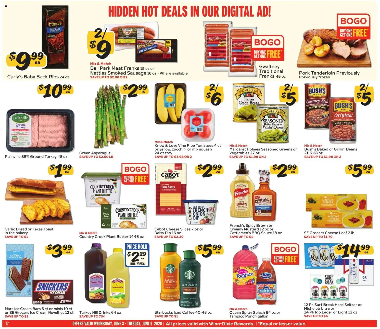 Winn Dixie Weekly Ad - valid from 03.06.2026 | Page: 12 | Products: Squash, Pork, Vegetables, Garlic