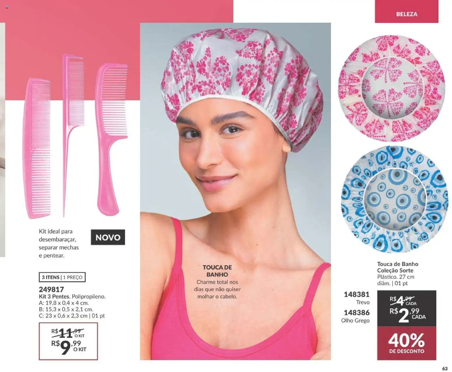 Avon Folheto - válido de 10/08/2026 | Página: 63 | Produtos: Touca, Touca de banho