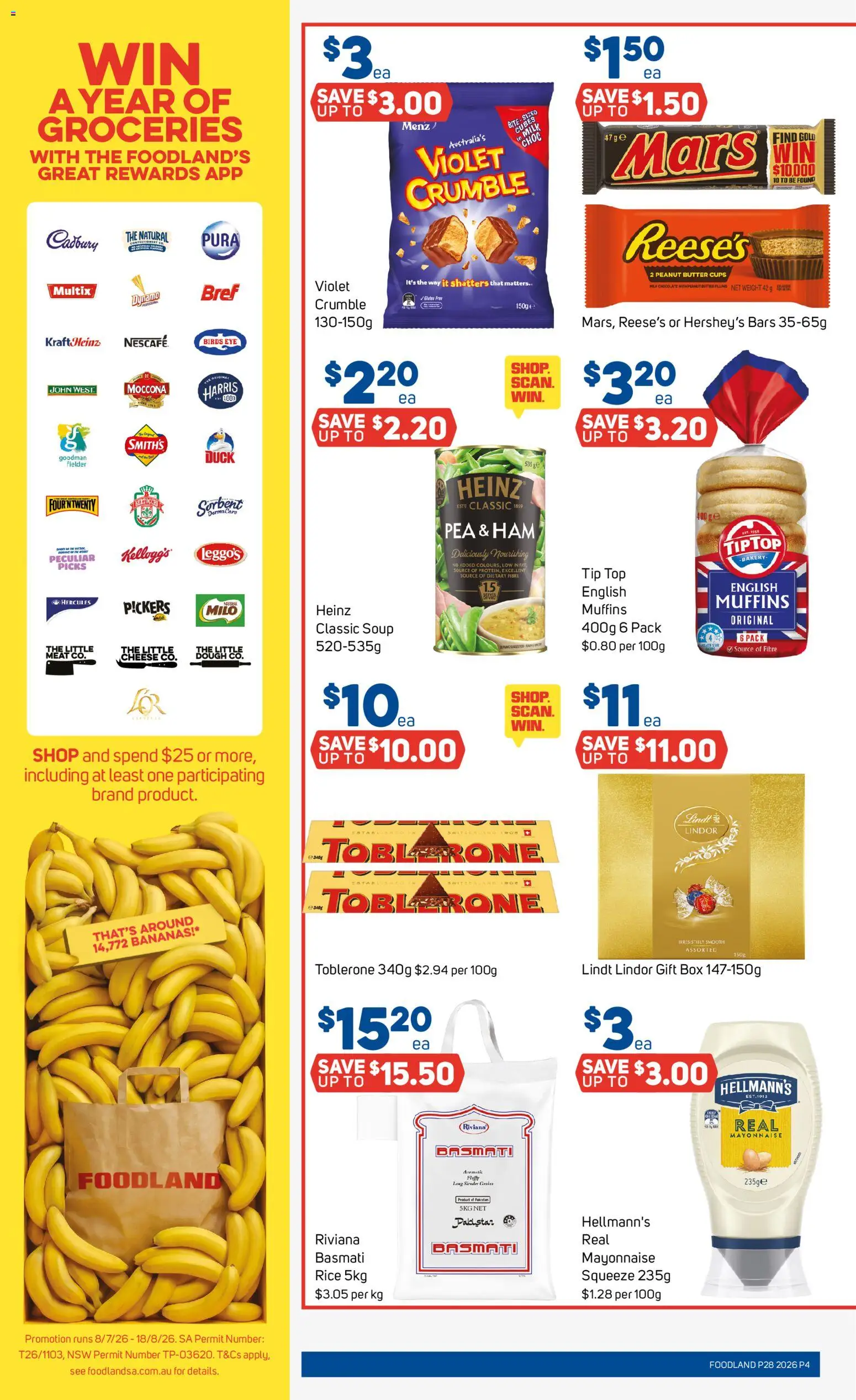 Foodland catalogue - valid from 08/07/2026 | Page: 4 | Products: Milk, Ham, Bananas, Moccona