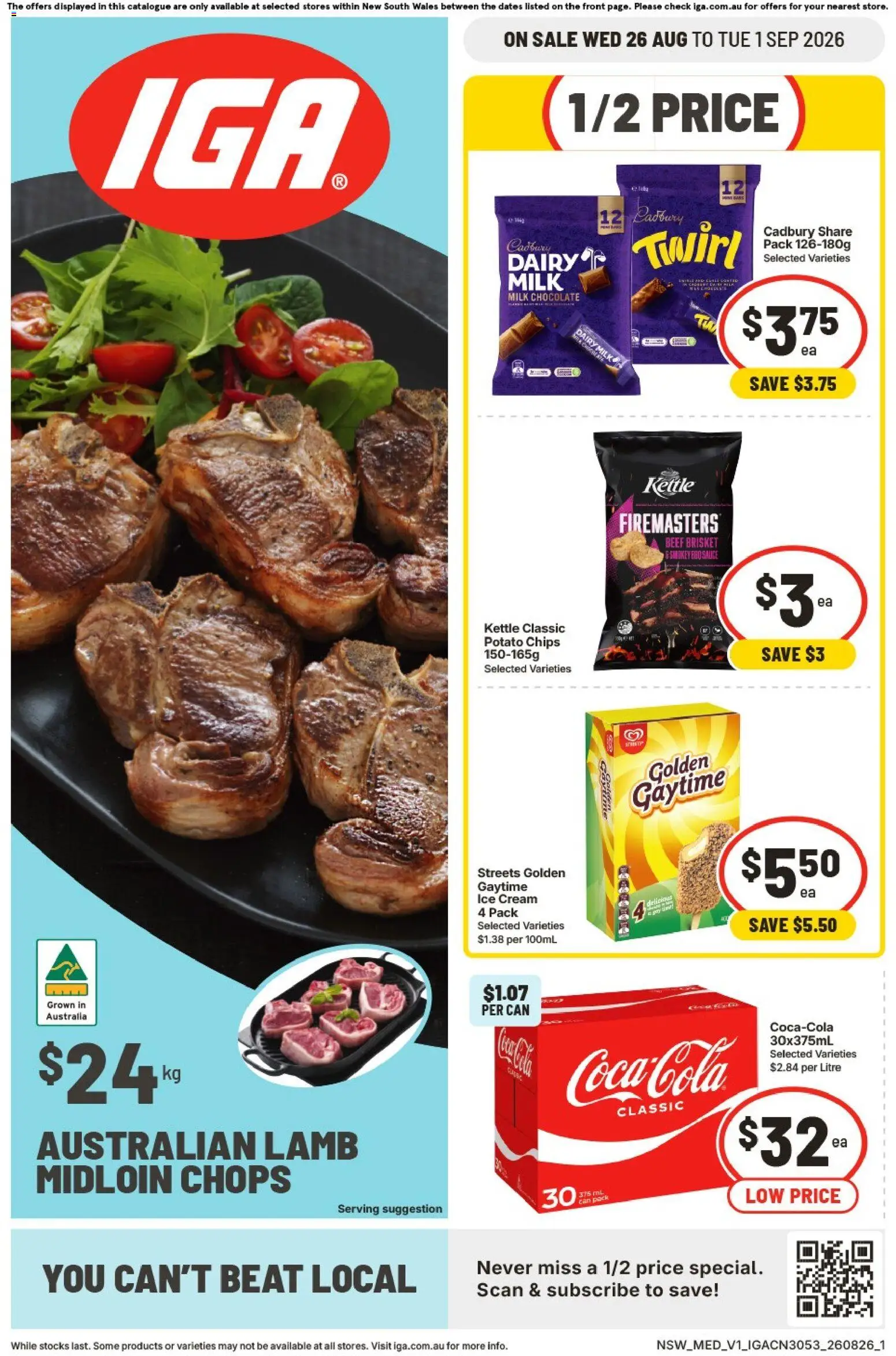 IGA catalogue - valid from 26/08/2026 | Page: 1 | Products: Chips, Cream, Ice cream, Ice