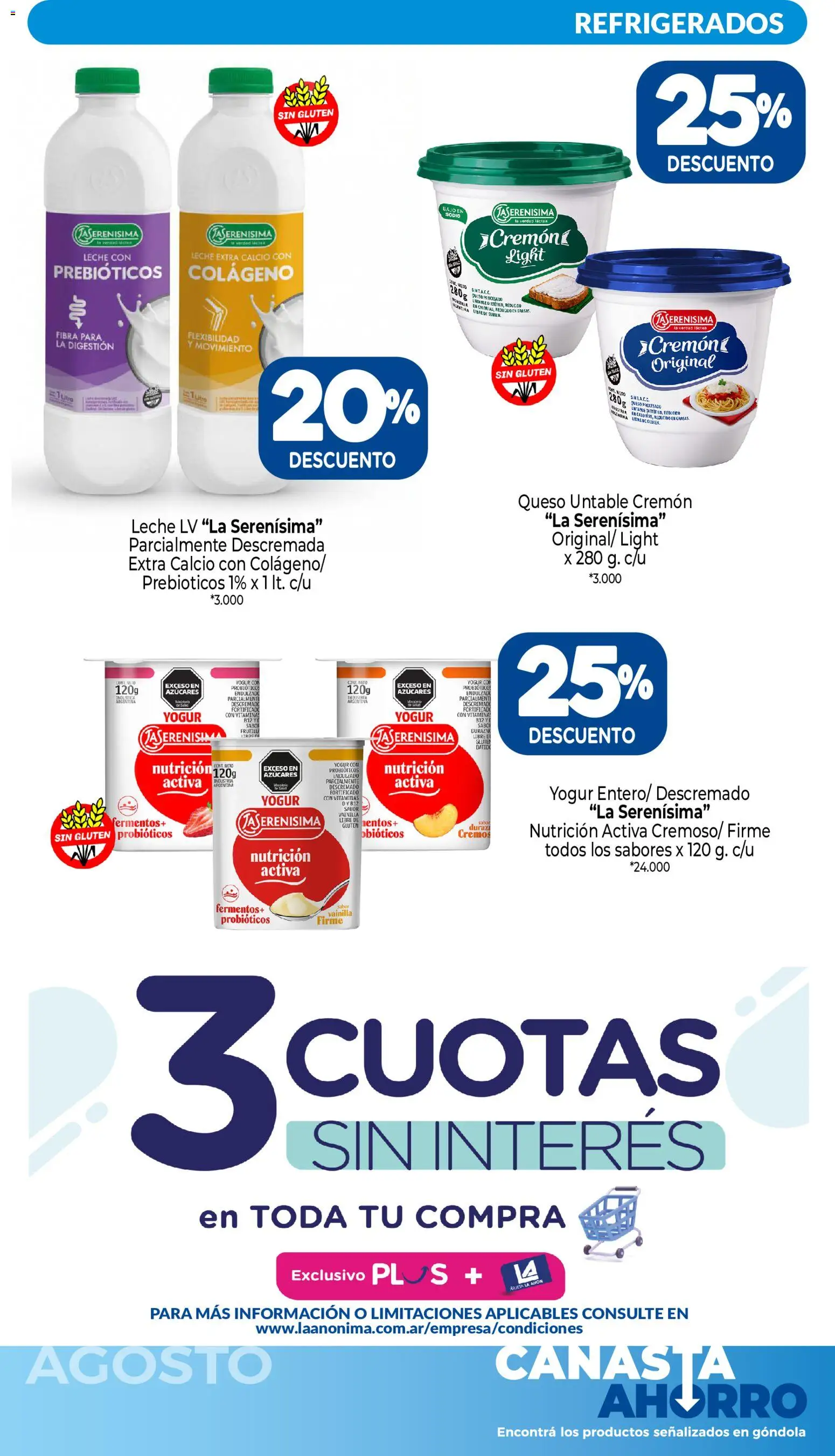 La Anonima Canasta Ahorro │ válido desde el 01/08/2026 | Página: 9 | Productos: Vitaminas, Durazno, Queso, Yogur