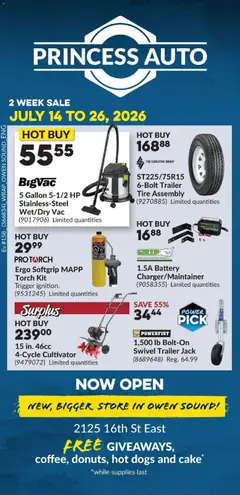 Preview of Princess Auto flyer - 2 Week Sale! from shop Princess Auto valid from Jul 14, 2026
