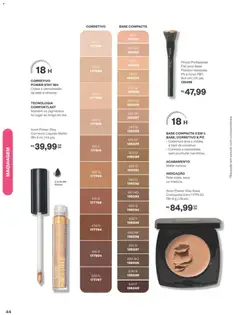 Avon folheto - Campanha 12 - Pré-Visualização do folheto da loja Avon, válido de 19/07/2026 | Página: 44 | Produtos: Maquiagem, Corretivo, Pó, Base