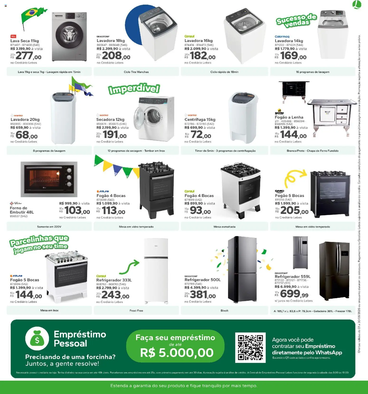 Lebes Folheto - válido de 01.06.2026 | Página: 9 | Produtos: Fogão, Geladeira, Mesa, Fogão 5 bocas