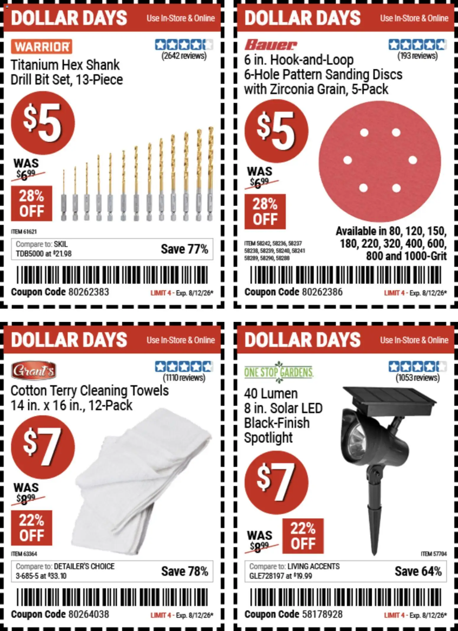 Harbor Freight Dollar Days - valid from 07/30/2026 | Page: 1 | Products: Drill Bit