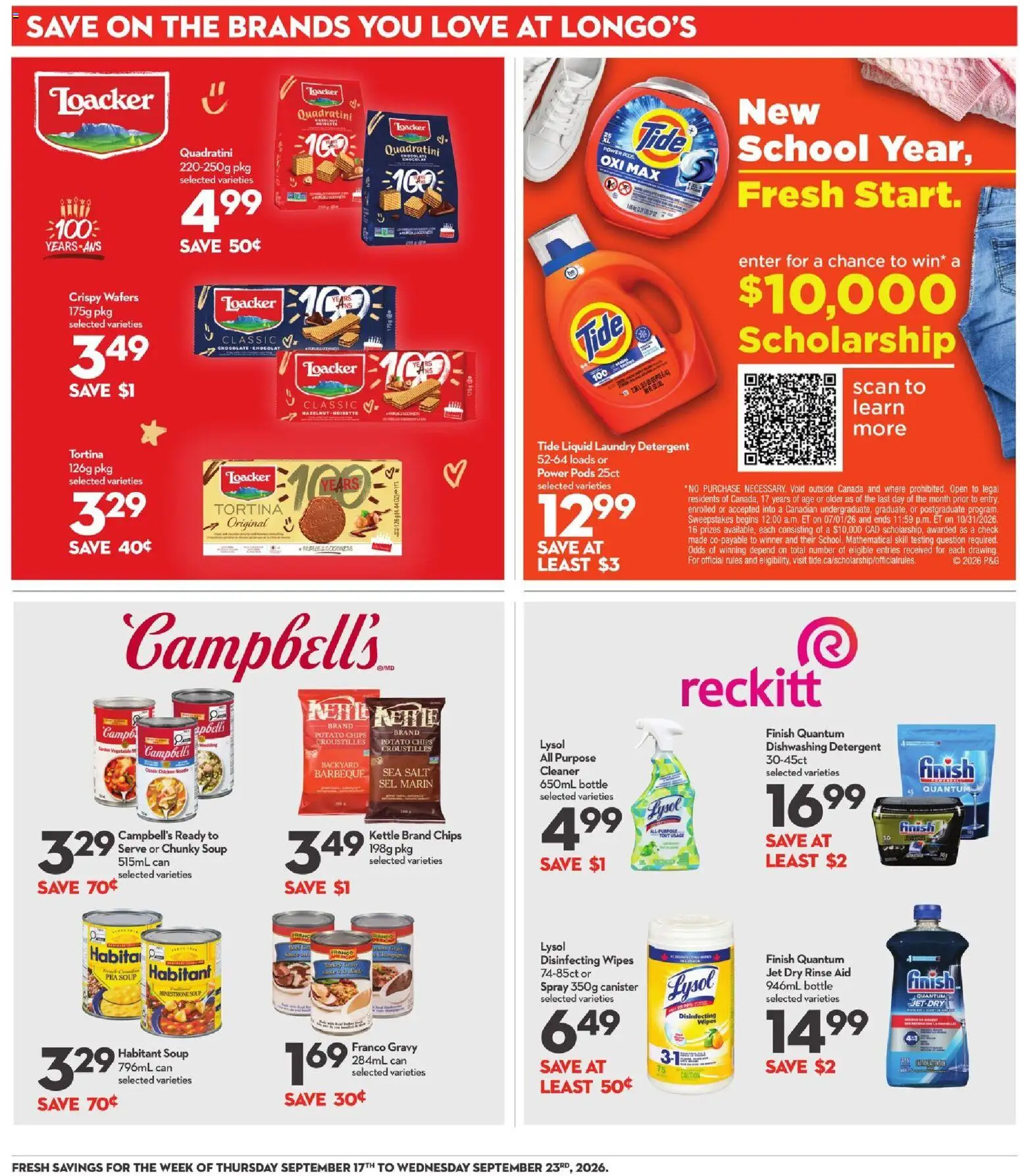 Longo's flyer valid from Sep 17, 2026 | Page: 21 | Products: Chips, Kettle, Detergent, Chocolate
