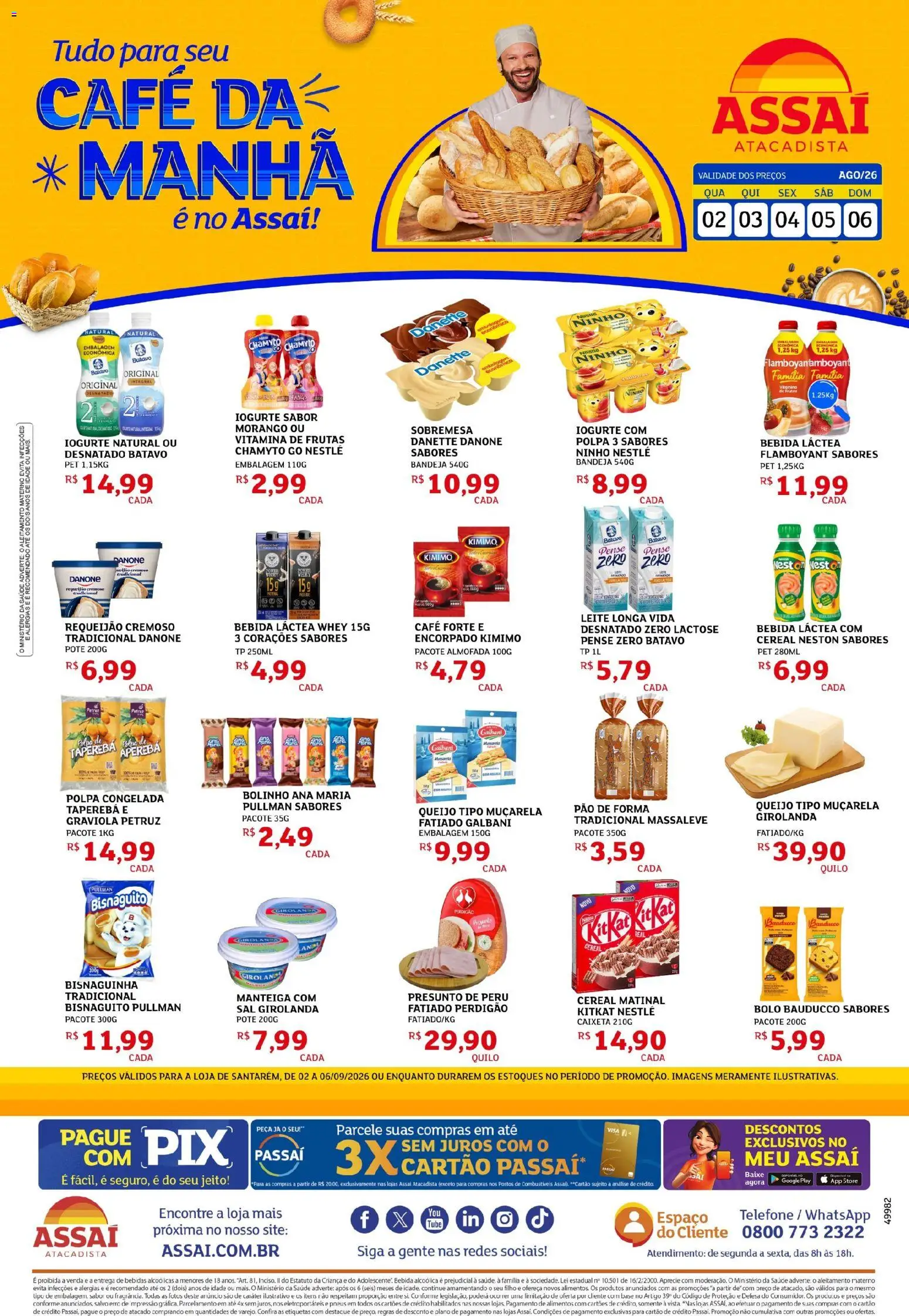 Assaí Atacadista Folheto - válido de 02/09/2026 | Página: 1 | Produtos: Bebidas, Leite, Queijo, Café
