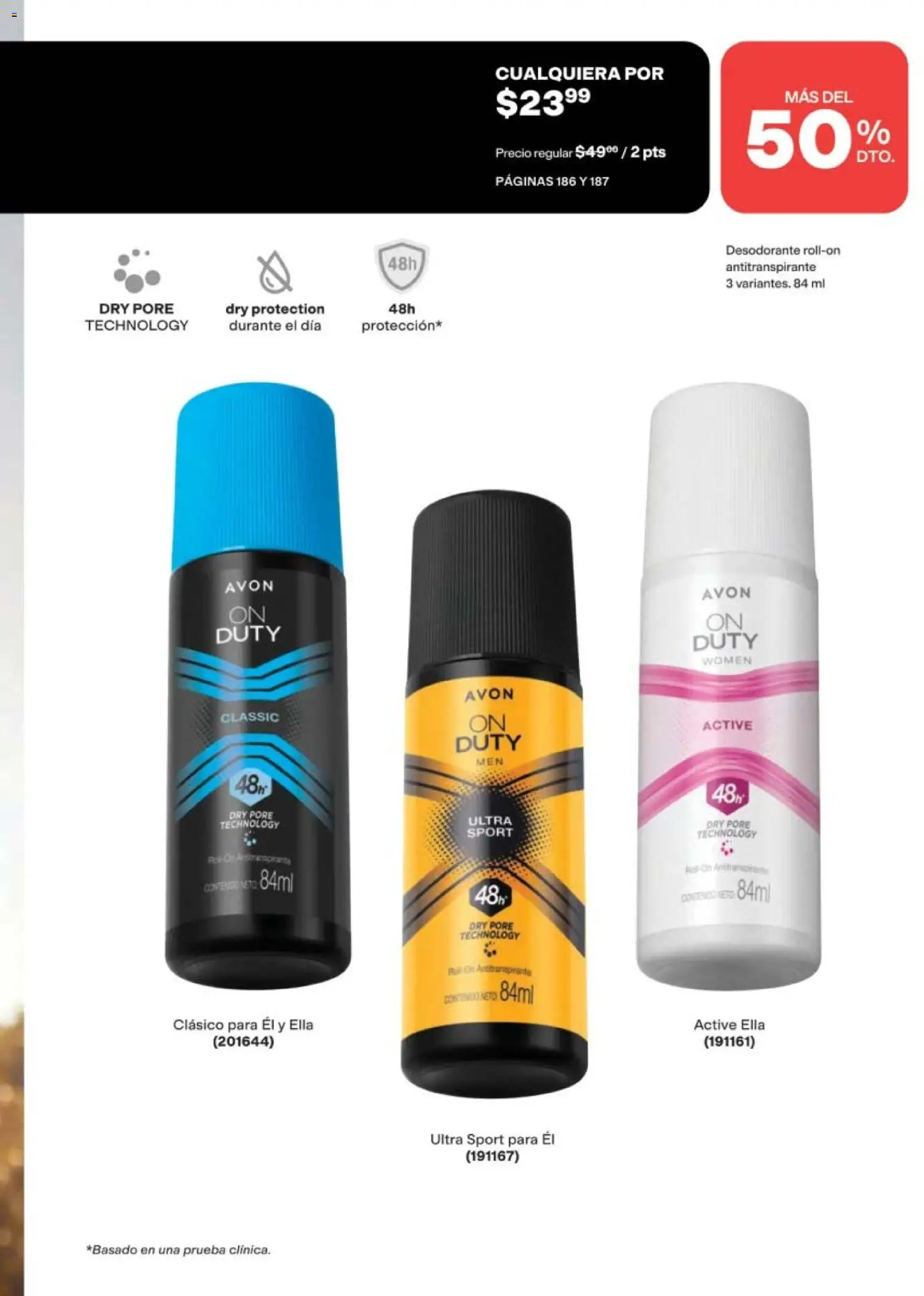 Nuevas ofertas de AVON válidas en toda la República Mexicana desde el 24.04.2026. ¡Encuentra las mejores ofertas en AVON campaña 7 2026! | Página: 187 | Productos: Desodorante, Antitranspirante