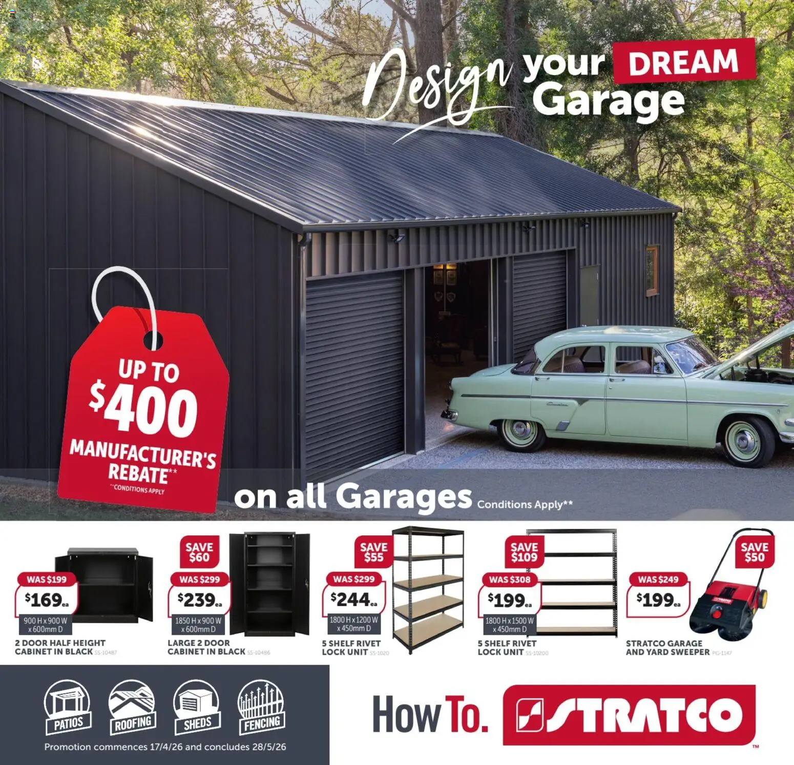 Stratco catalogue - valid from 17.04.2026 | Page: 1 | Products: Cabinet, Shelf, Door